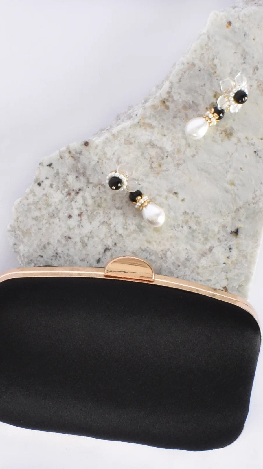 Alayna Satin Structured Clutch - Black-Sunshines Bliss