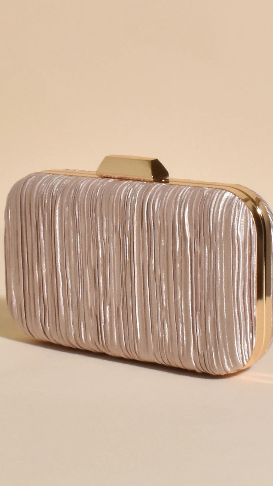Portia Pleated Framed Event Clutch - Gold-Sunshines Bliss