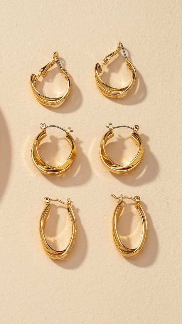 Maya Twist Earrings Set - Gold-Sunshines Bliss