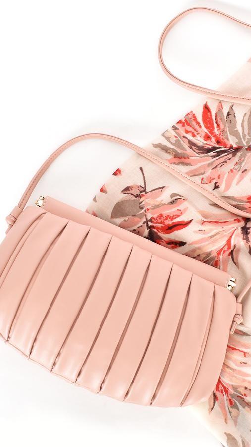 Box Pleat Snap Top Bag - Rose Pink-Sunshines Bliss