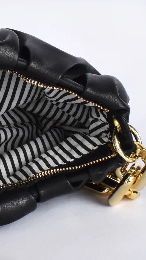 Kimber Pleat Crescent Shoulder Bag - Black-Sunshines Bliss