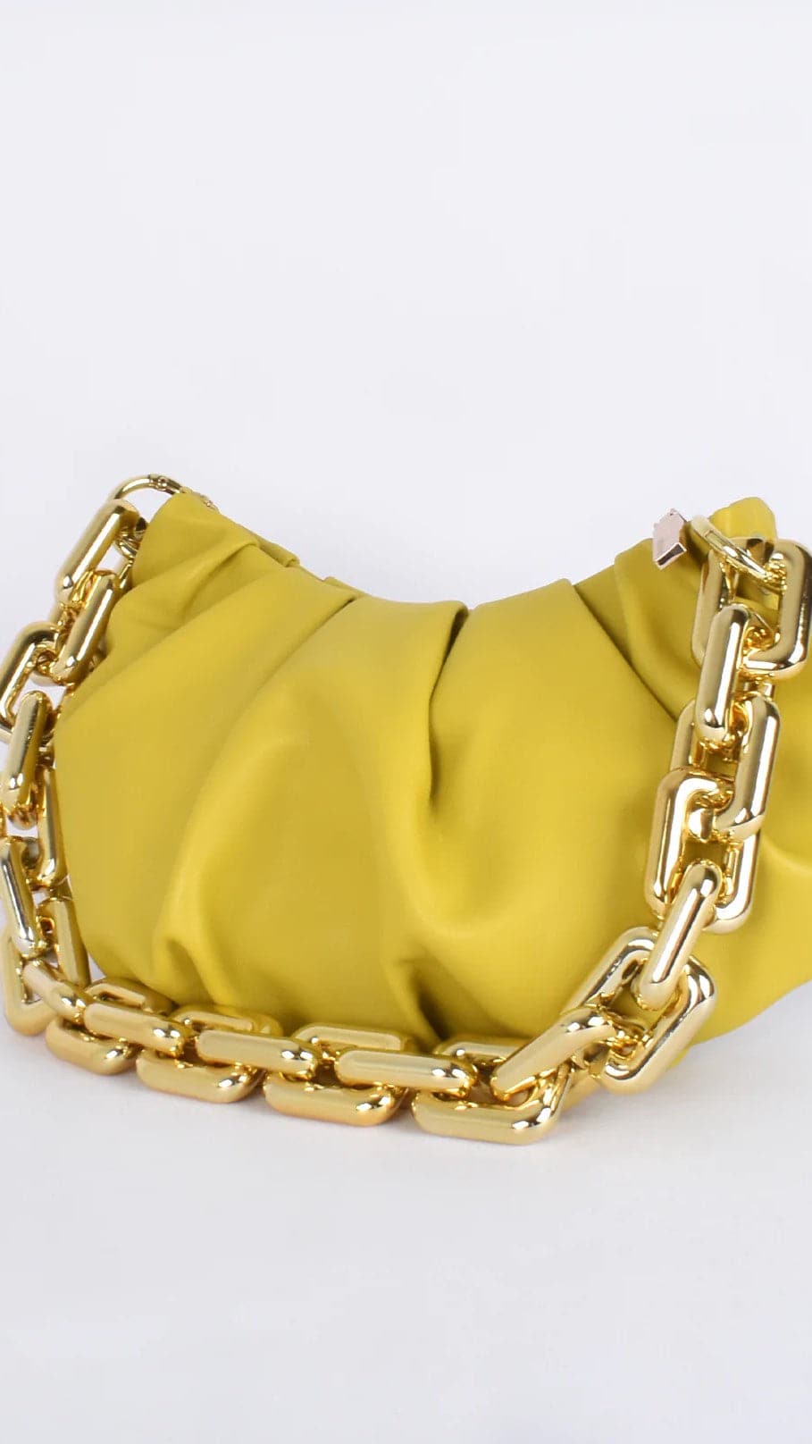Kimber Pleat Crescent Shoulder Bag - Chartreuse-Sunshines Bliss