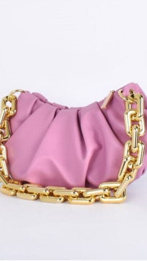 Kimber Pleat Crescent Shoulder Bag - Pink-Sunshines Bliss
