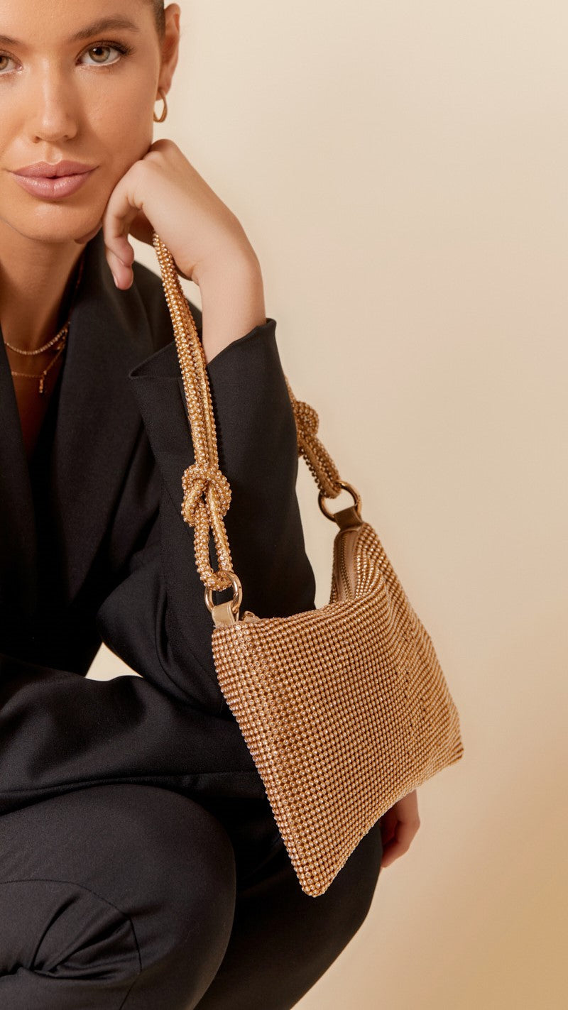 Cassidy Jewelled Shoulder Bag - Gold-Sunshines Bliss