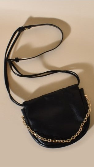 Brinley Gathered Top Crossbody Bag - Black/Gold-Sunshines Bliss