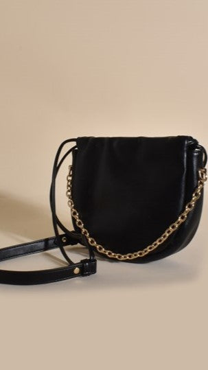 Brinley Gathered Top Crossbody Bag - Black/Gold-Sunshines Bliss