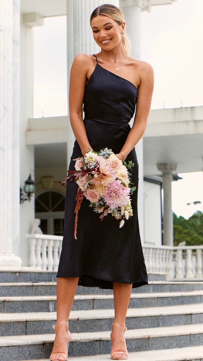 Kimbra Midi Dress - Black-Sunshines Bliss