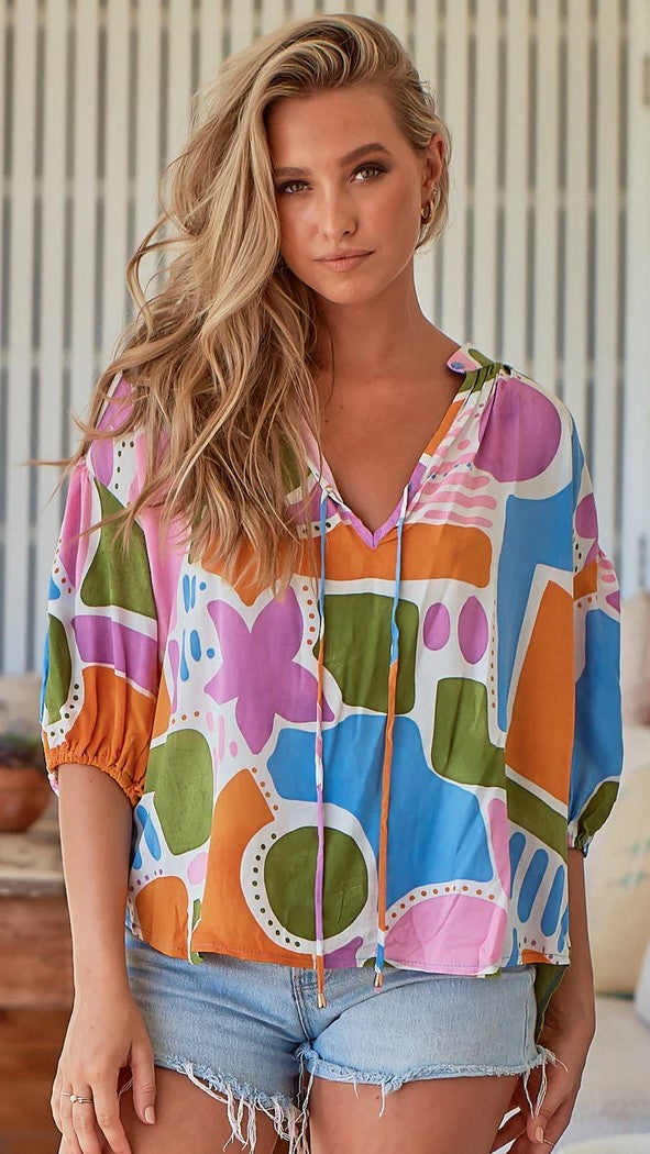 Citrin Top - Pablo Print-Sunshines Bliss