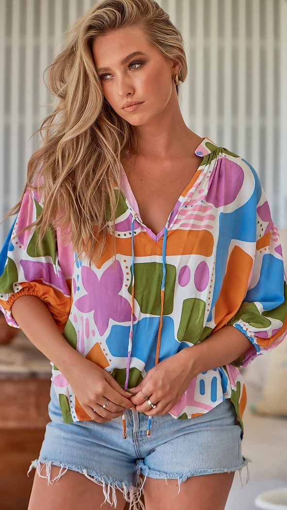 Citrin Top - Pablo Print-Sunshines Bliss