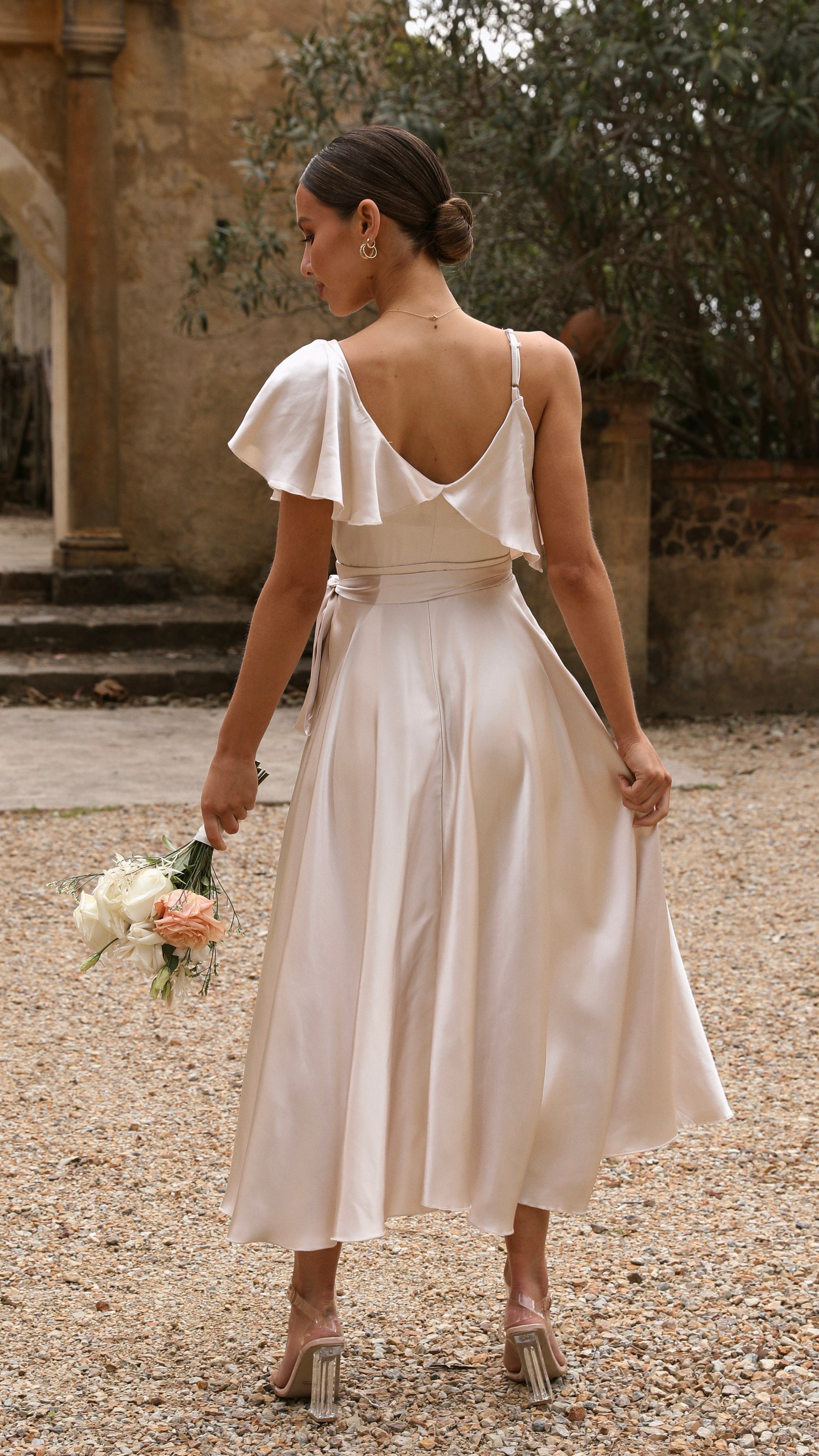 Jacinta Midi Dress - Champagne-Sunshines Bliss