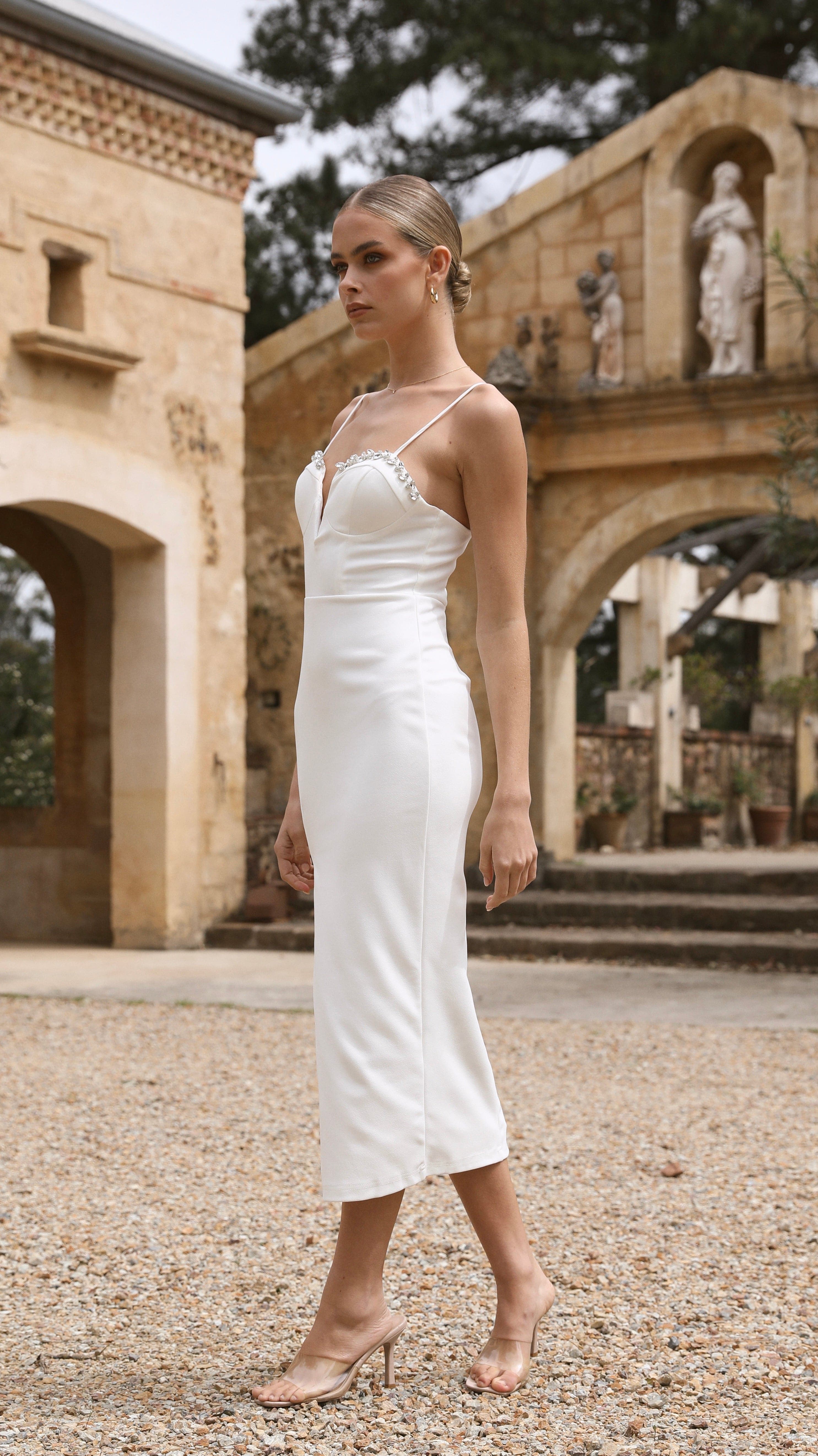 Ava Midi Dress - White-Sunshines Bliss