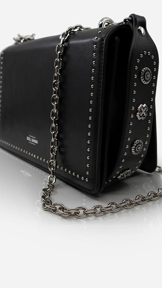 Sol Sana Flap Bag - Black/Silver-Sunshines Bliss