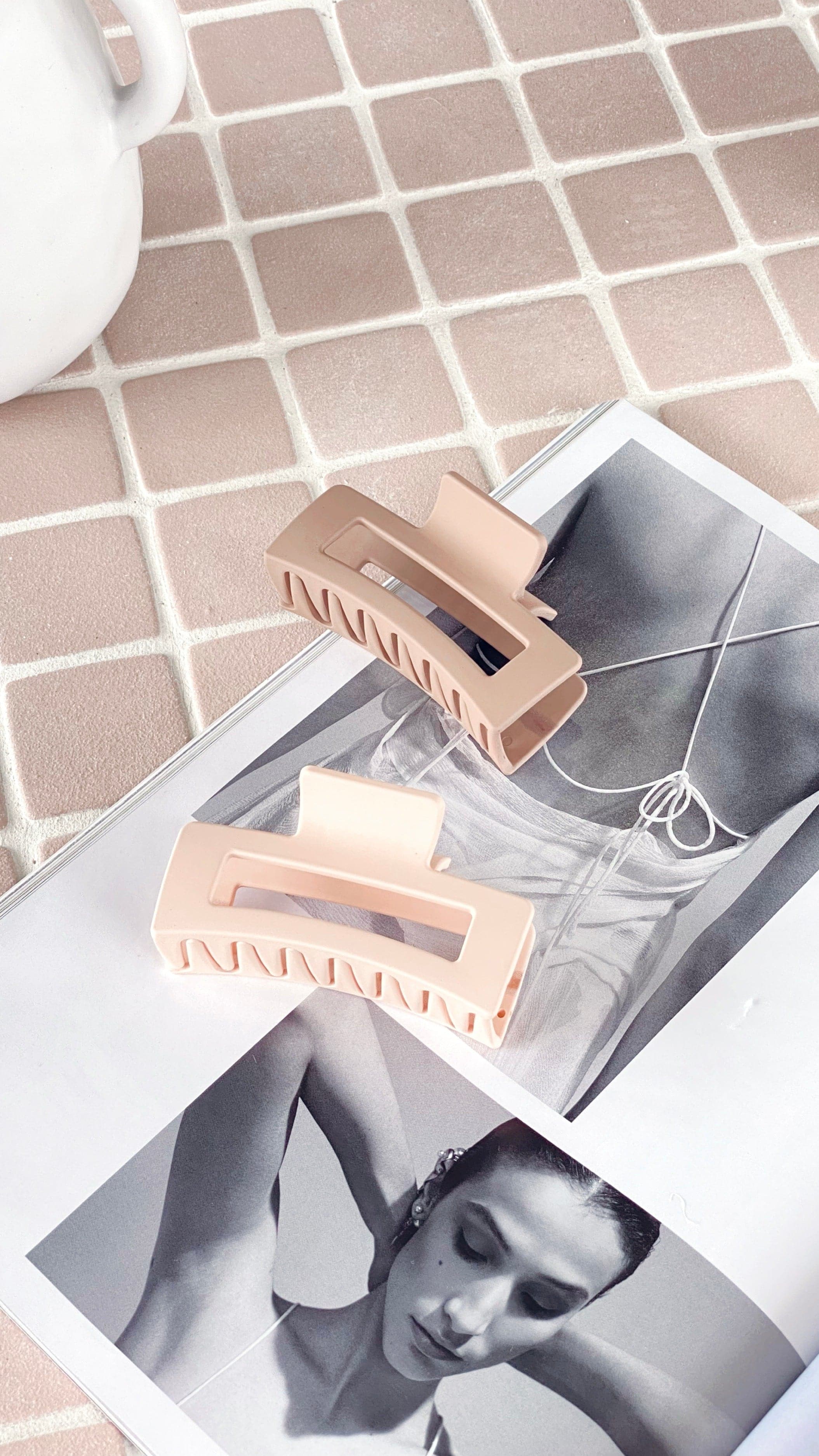 Steph Rectangle Claw Clip - Matte Cream-Sunshines Bliss