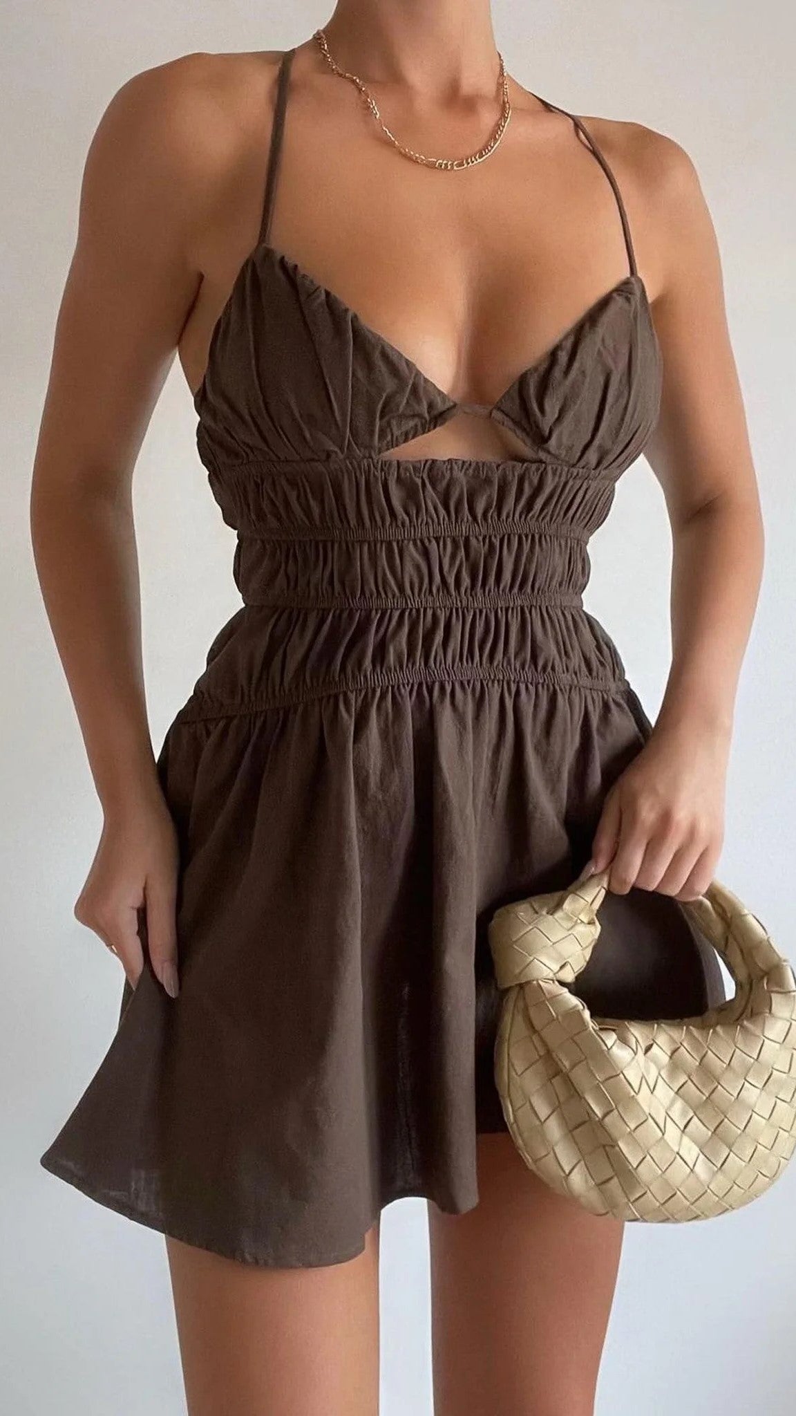 Tahlia Mini Dress - Chocolate-Sunshines Bliss