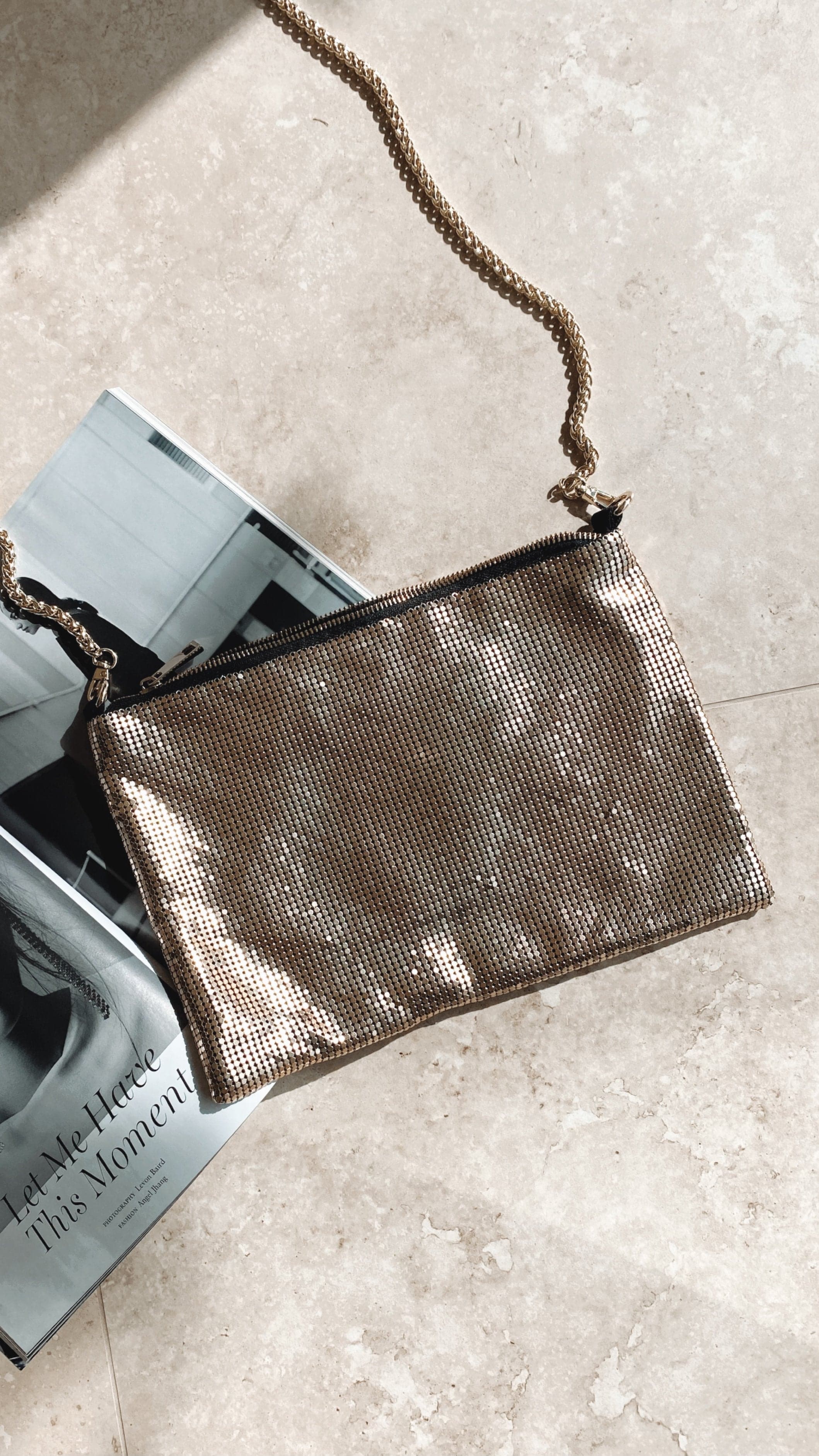 Chain Mesh Bag - Gold-Sunshines Bliss