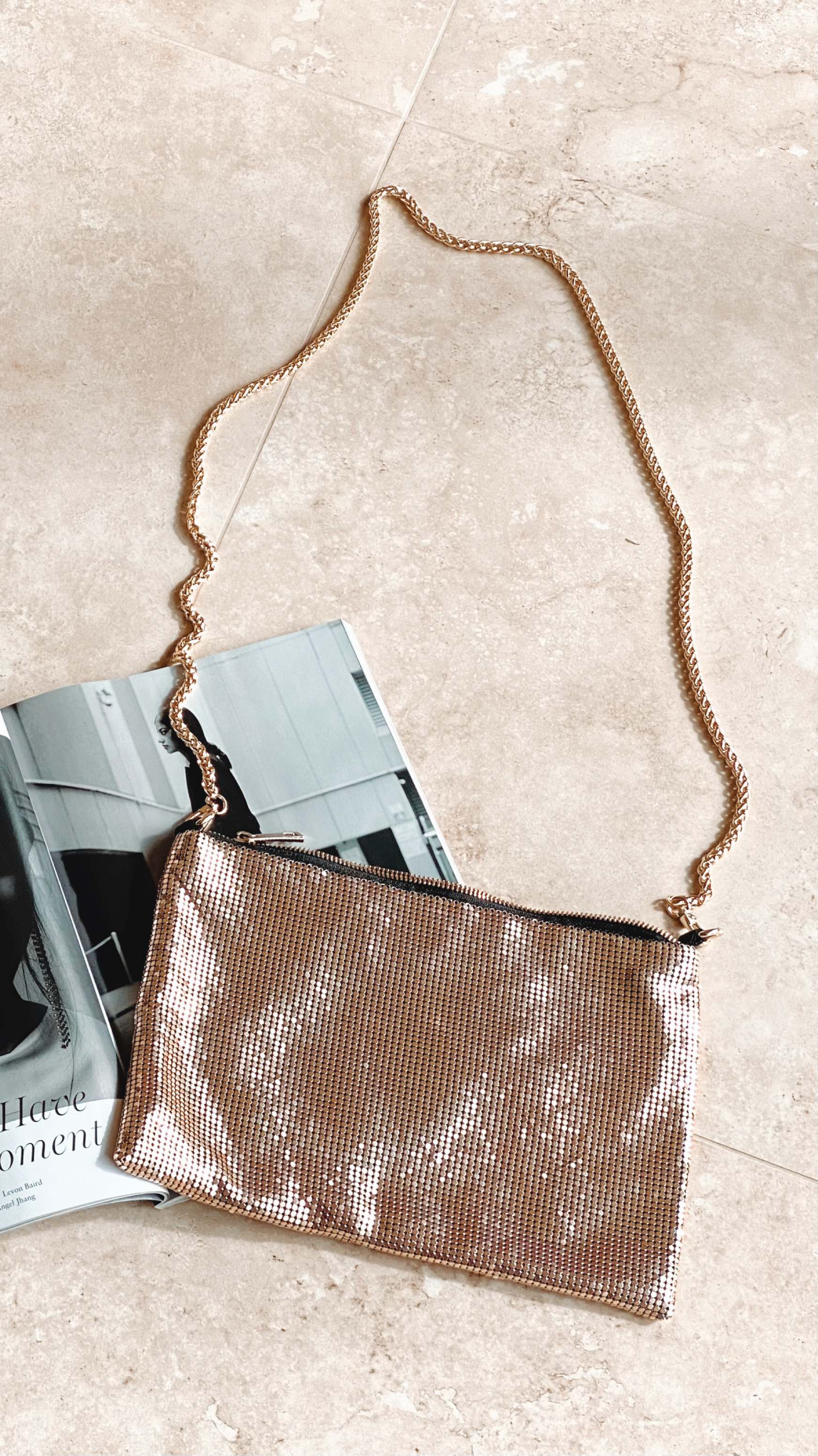 Chain Mesh Bag - Gold-Sunshines Bliss