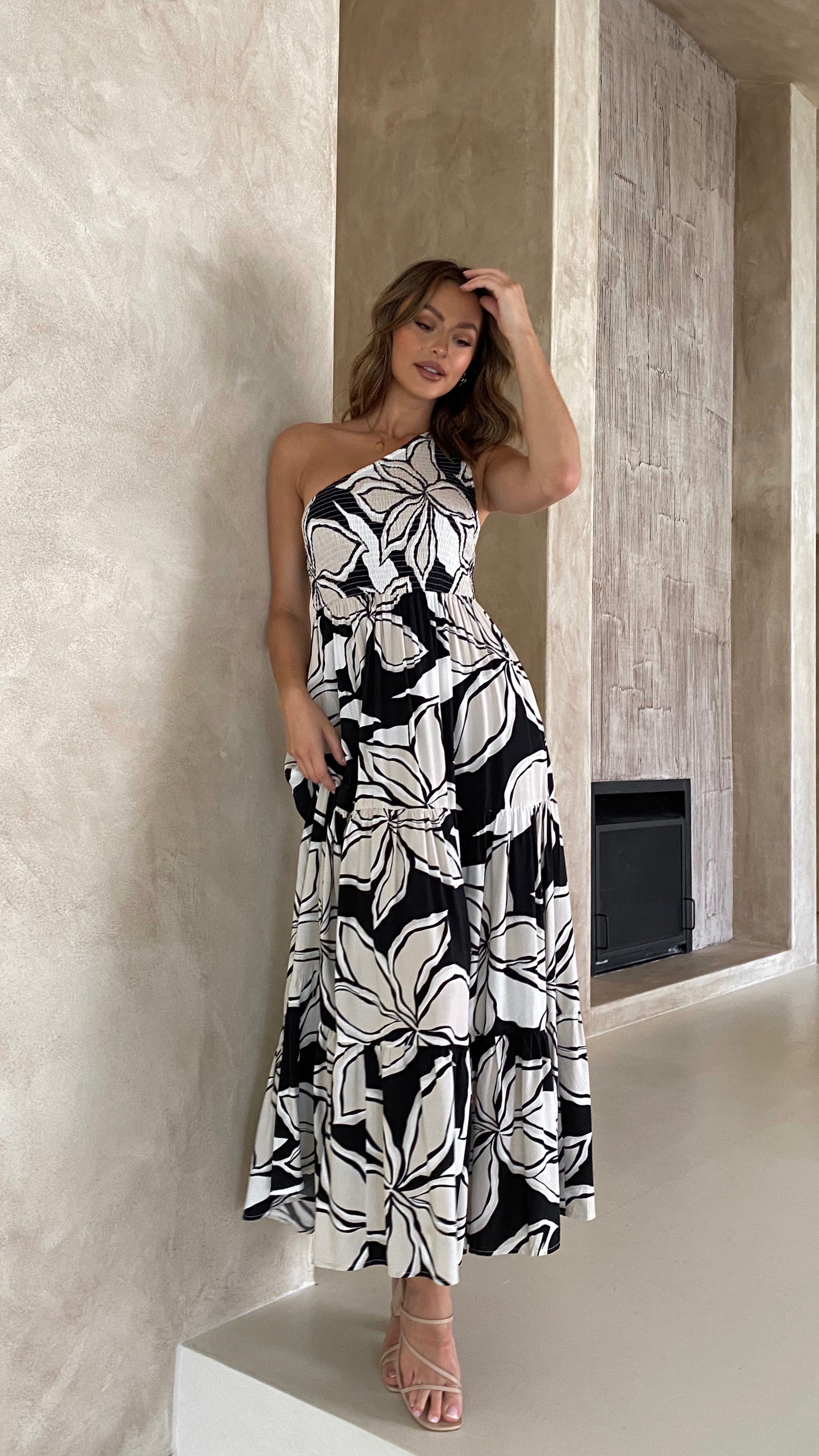 Elissa Midi Dress - Black Floral-Sunshines Bliss