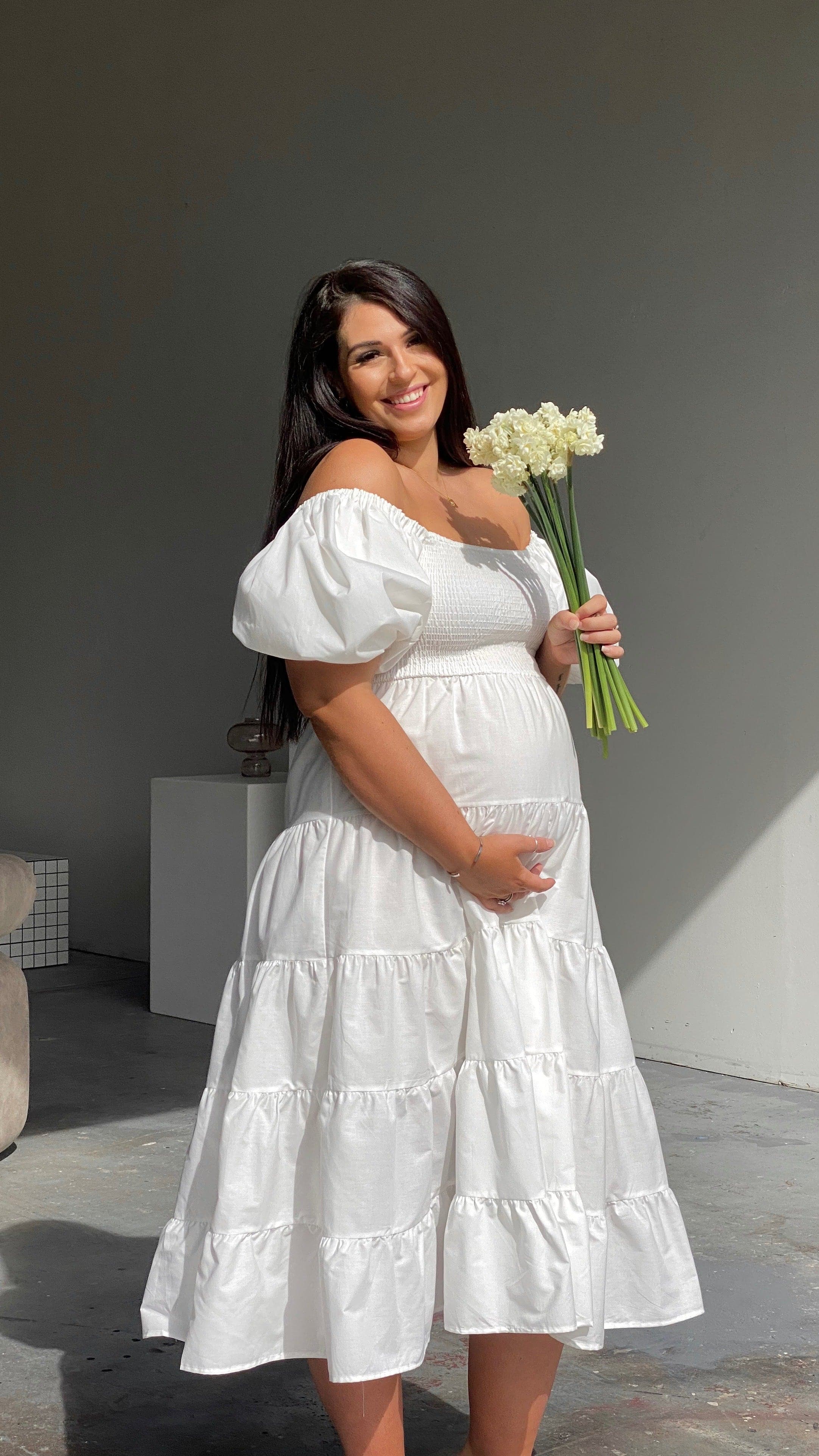 Chyna Midi Dress - White-Sunshines Bliss