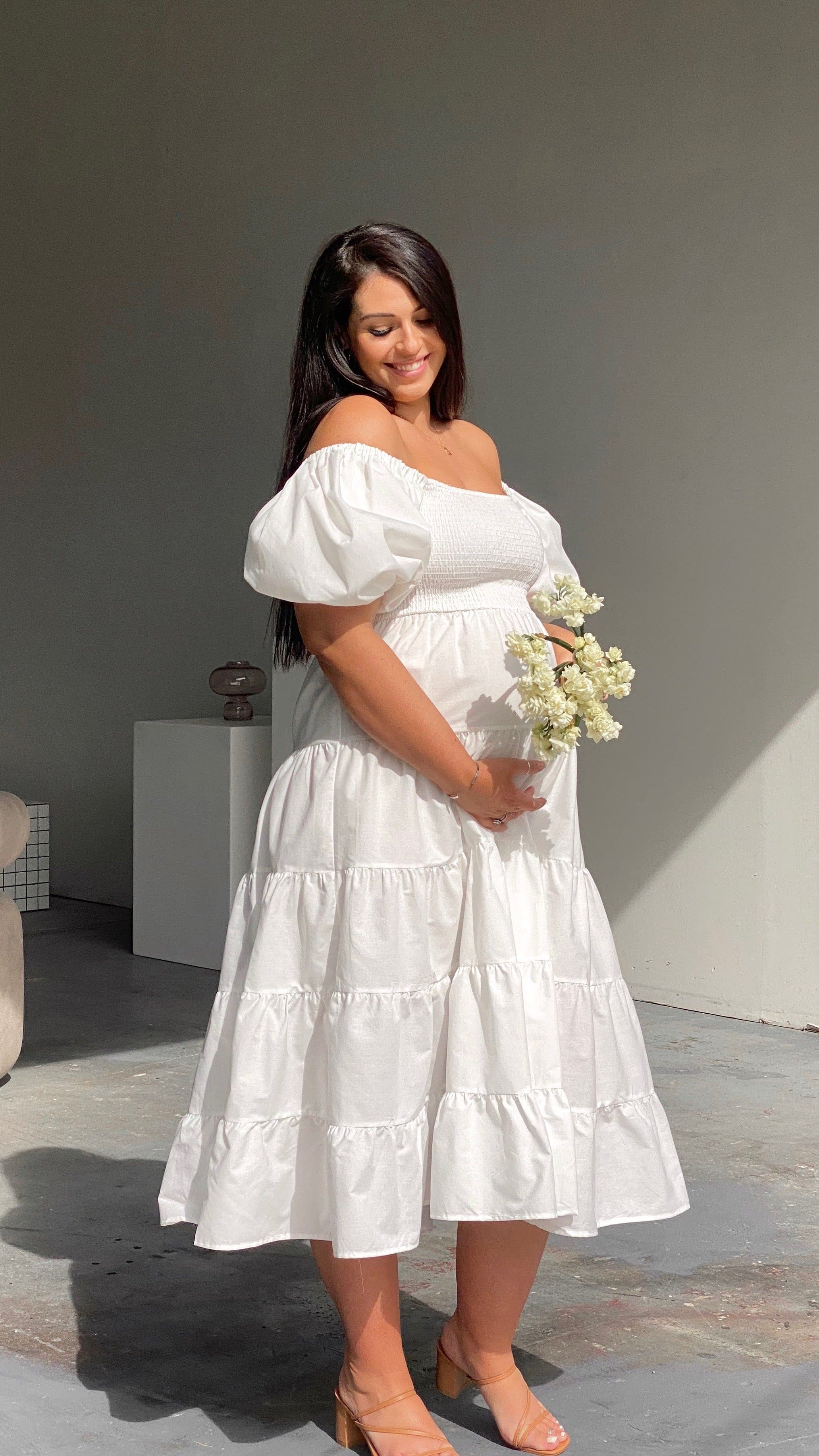 Chyna Midi Dress - White-Sunshines Bliss