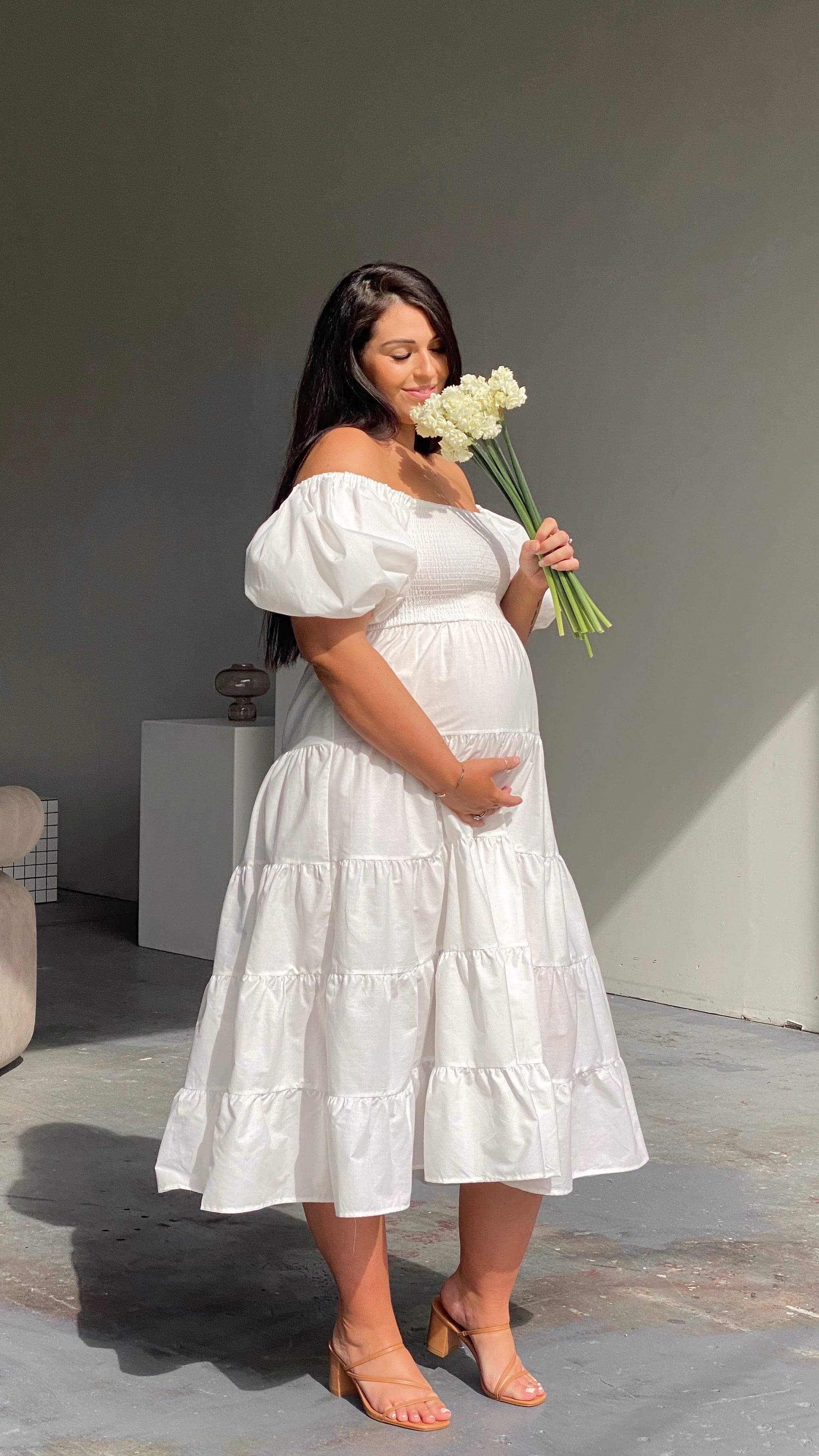 Chyna Midi Dress - White-Sunshines Bliss