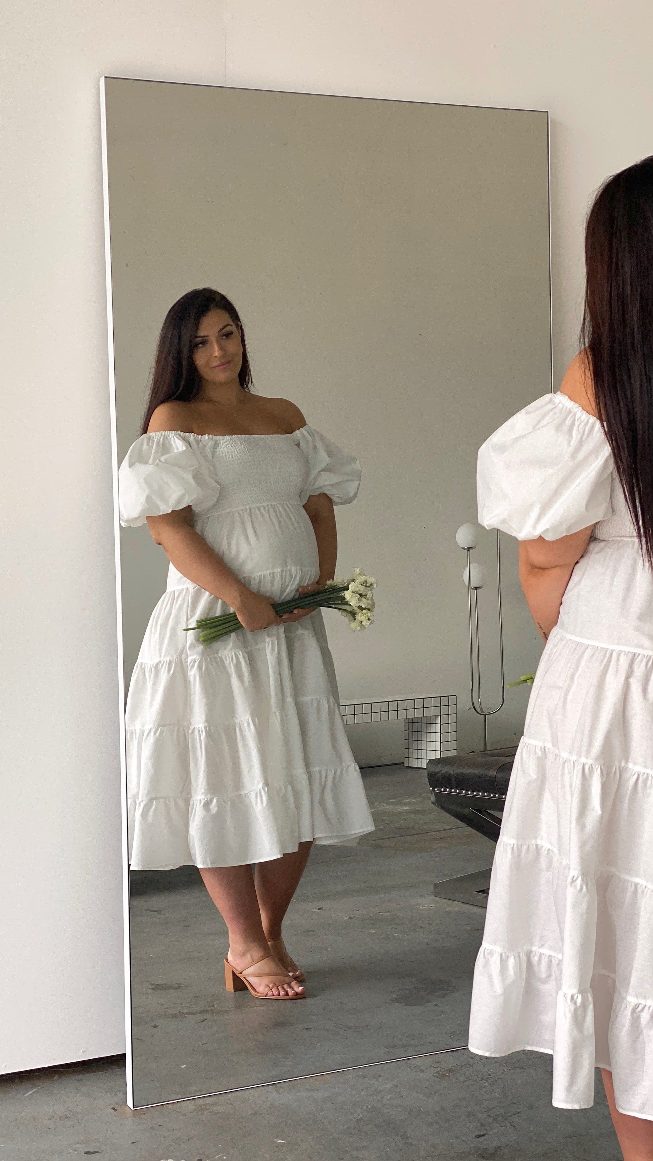 Chyna Midi Dress - White-Sunshines Bliss