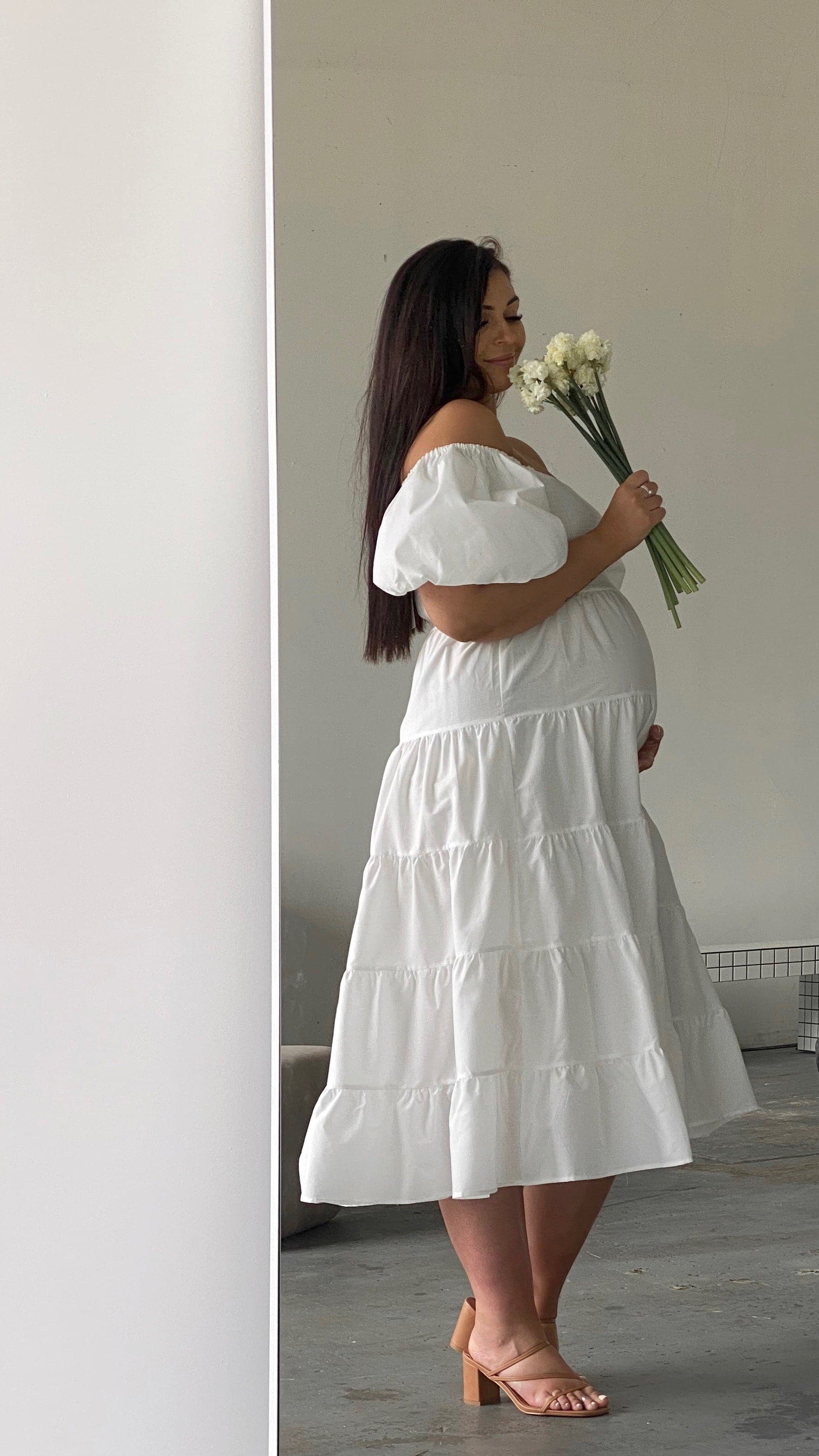 Chyna Midi Dress - White-Sunshines Bliss