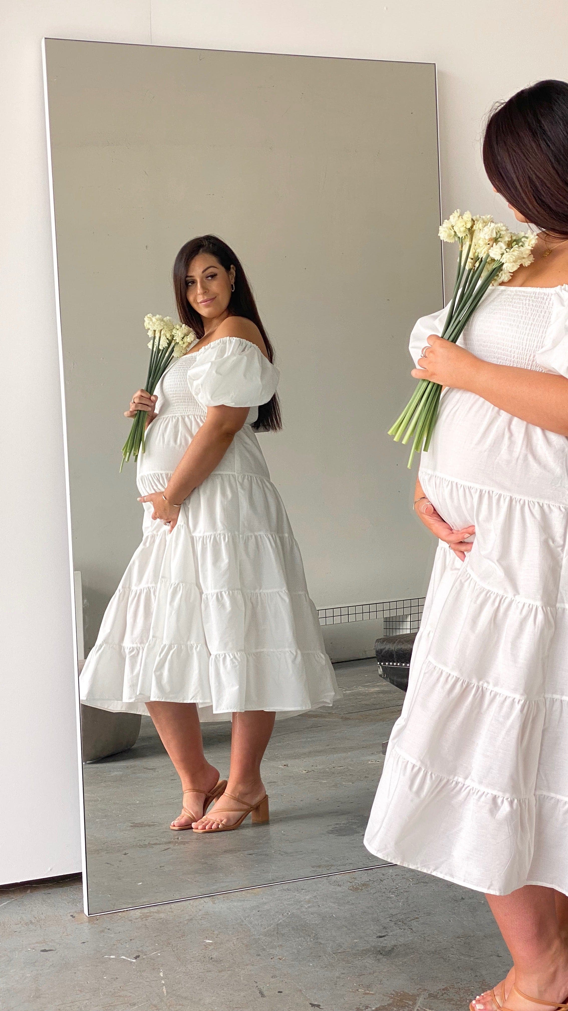 Chyna Midi Dress - White-Sunshines Bliss