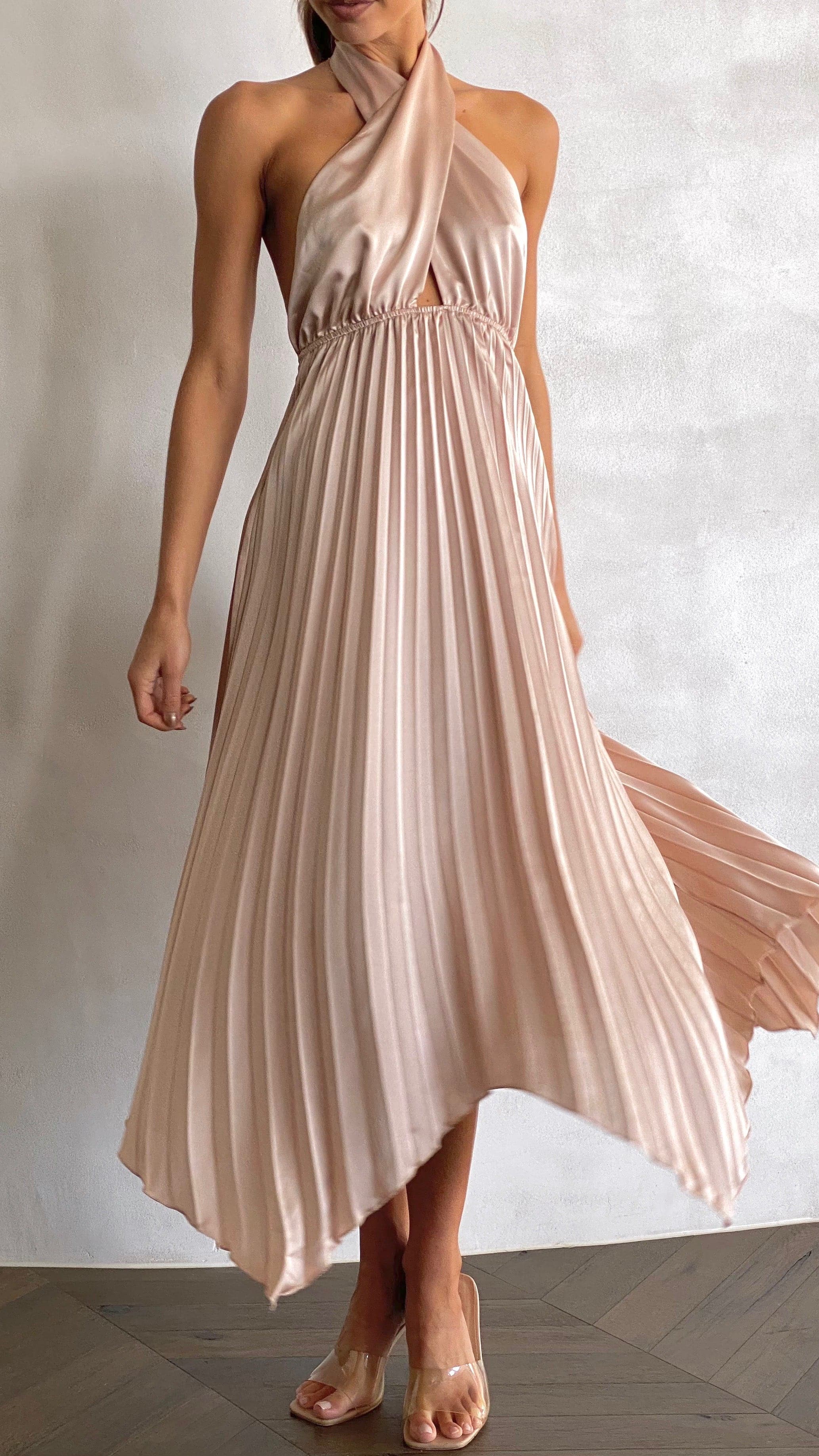 Miami Midi Dress  - Champagne-Sunshines Bliss