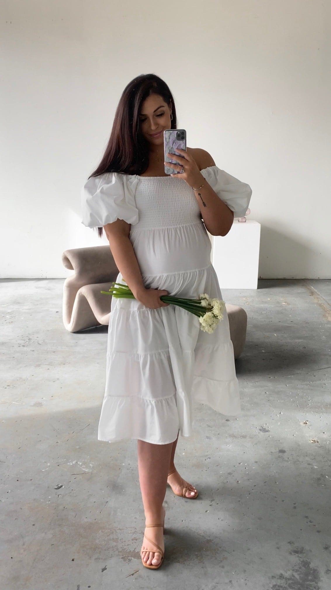 Chyna Midi Dress - White-Sunshines Bliss