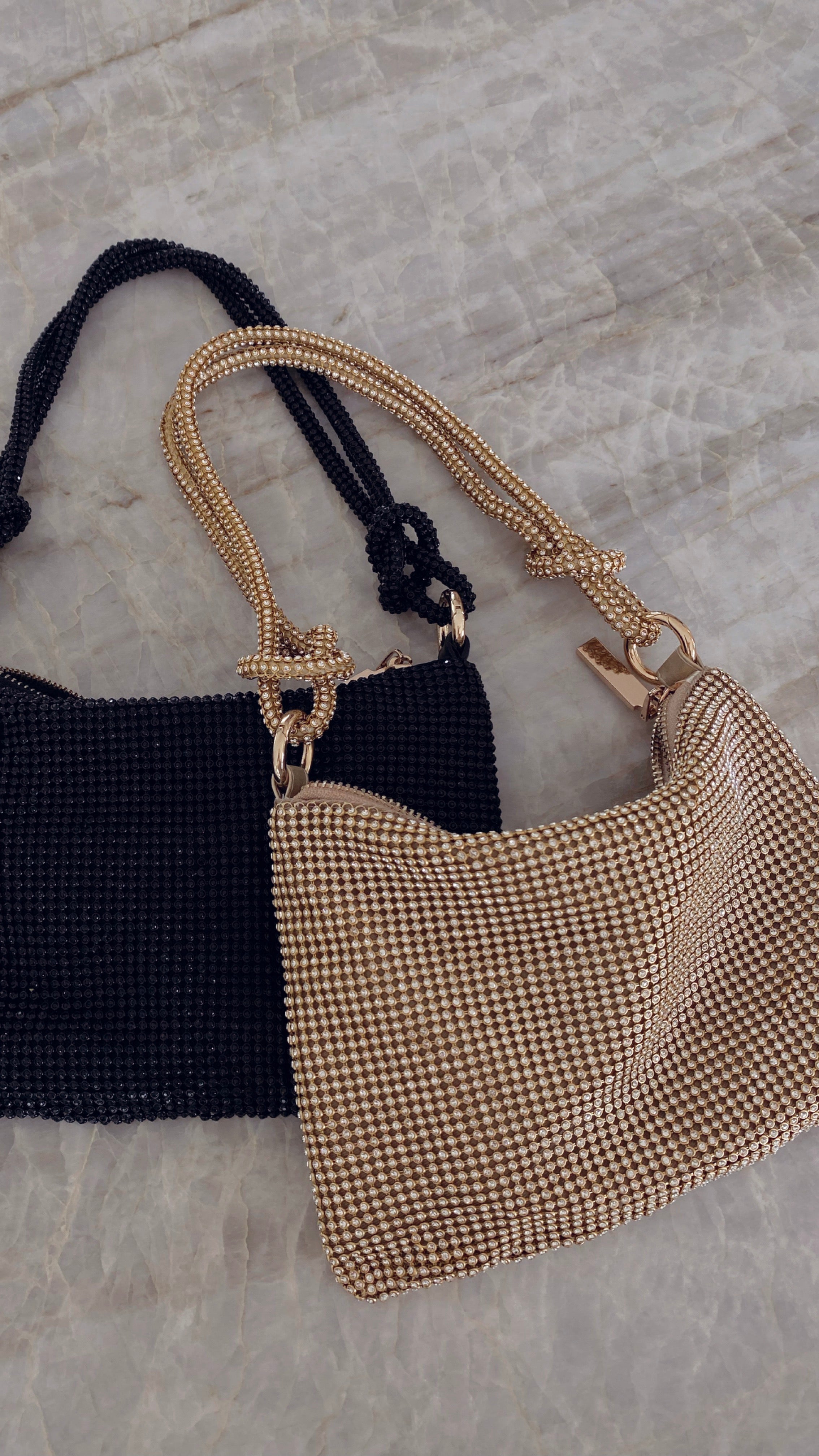 Cassidy Jewelled Shoulder Bag - Black/Gold-Sunshines Bliss