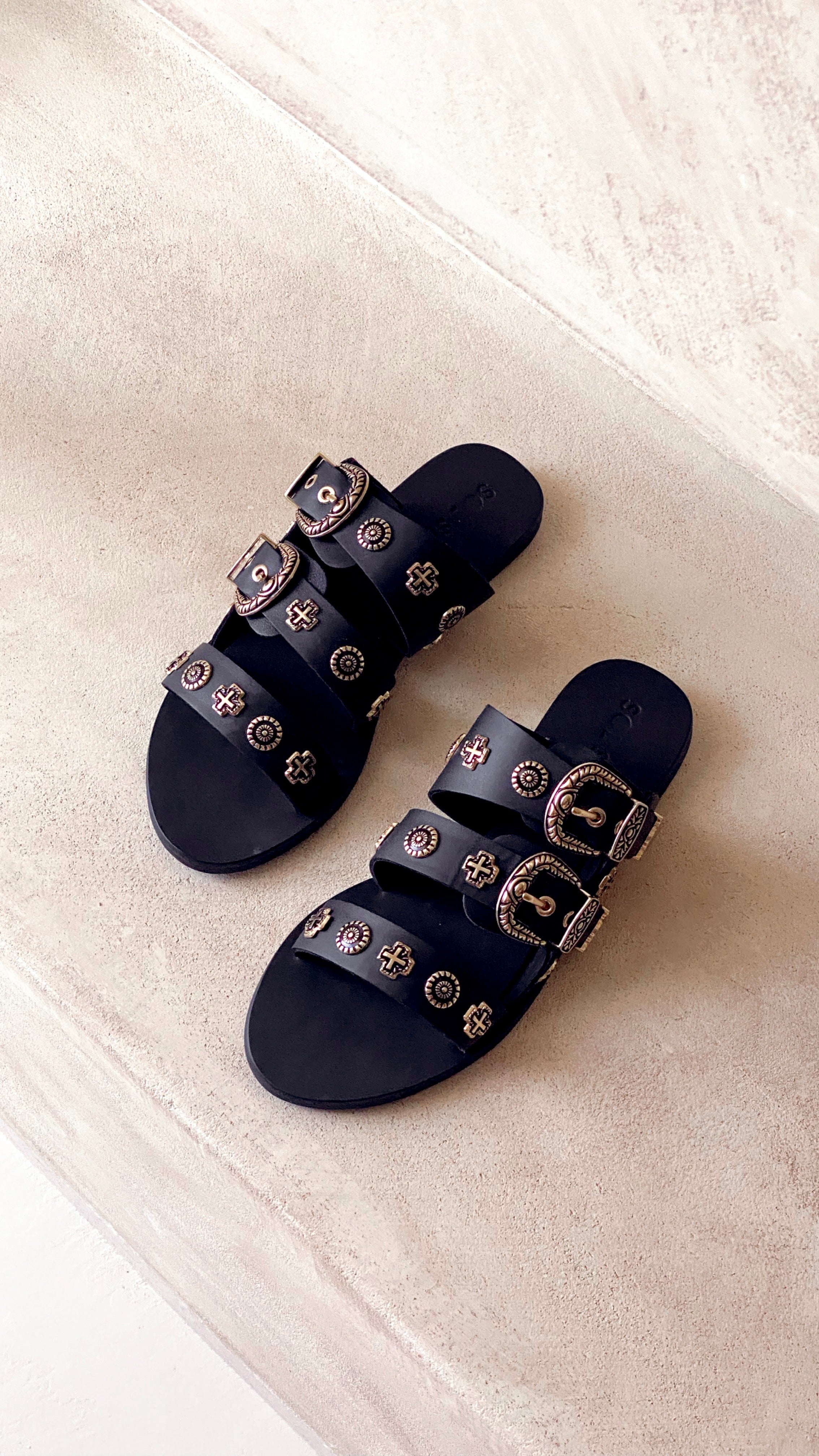 Sol Sana Eastwood Slide - Black/Gold-Sunshines Bliss