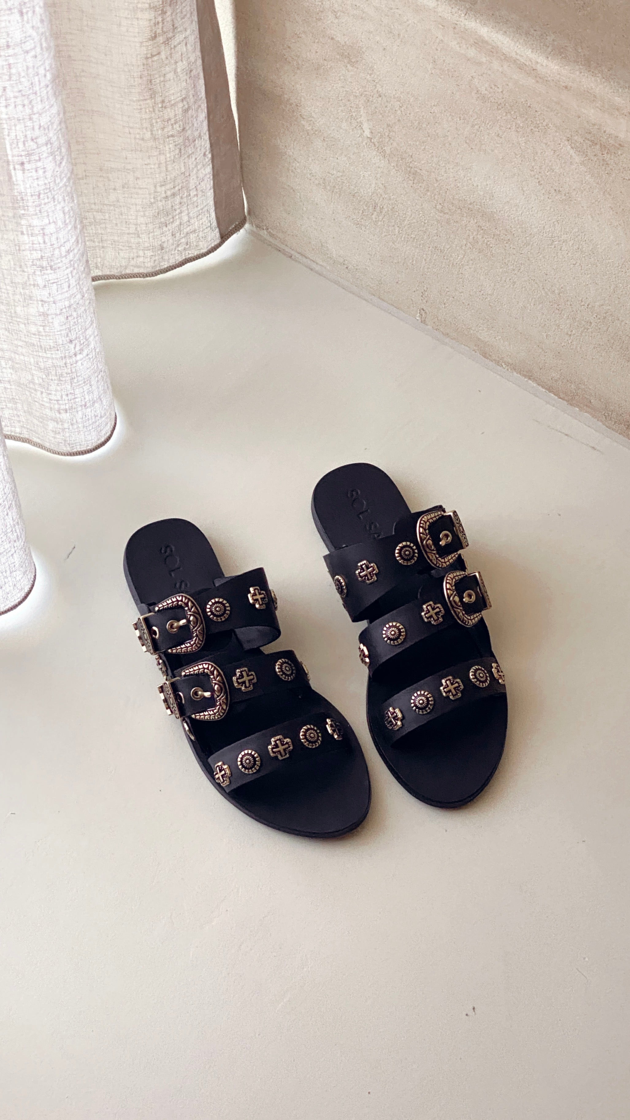 Sol Sana Eastwood Slide - Black/Gold-Sunshines Bliss