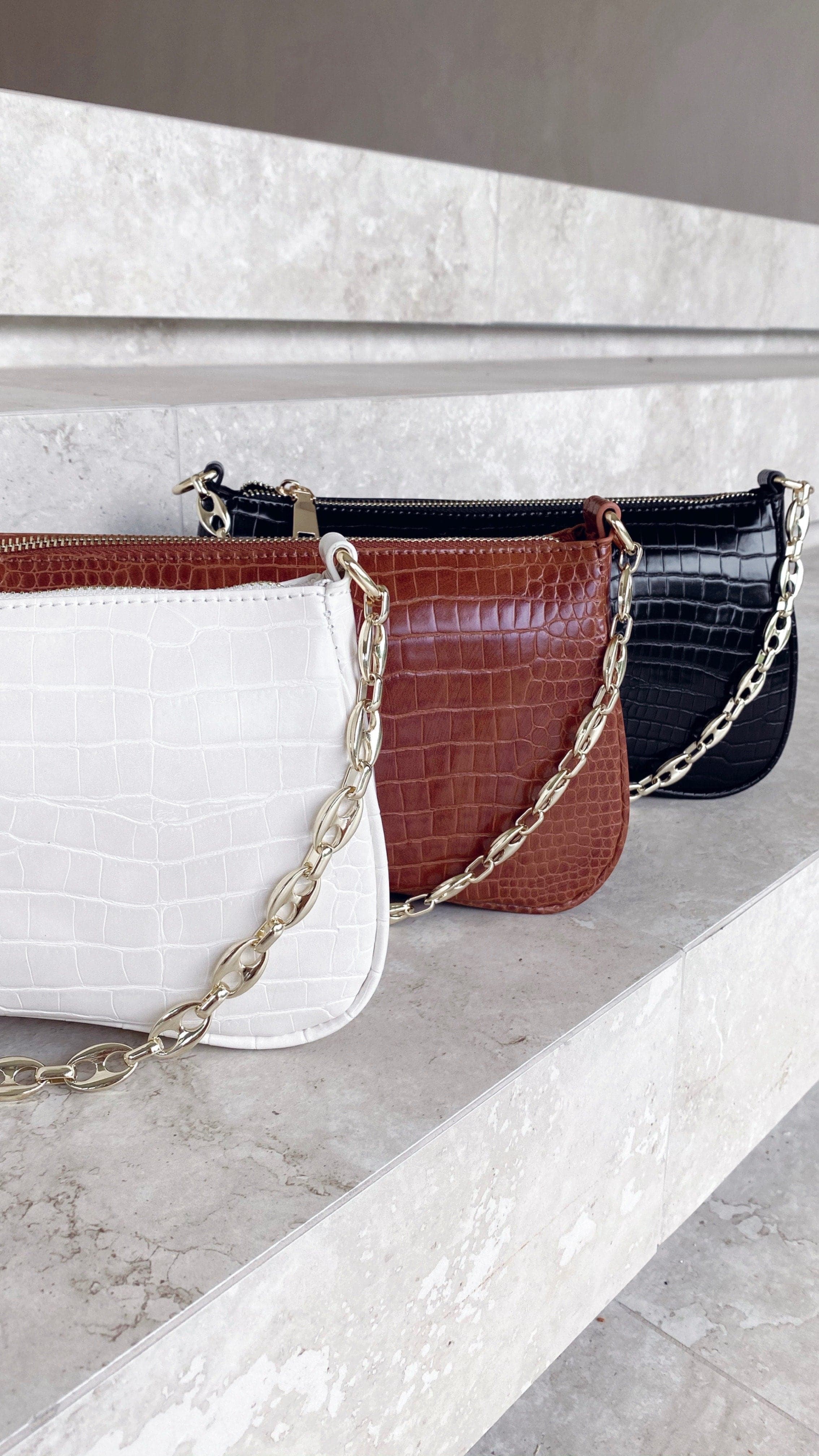 Rose Shoulder Bag - Tan Croc-Sunshines Bliss