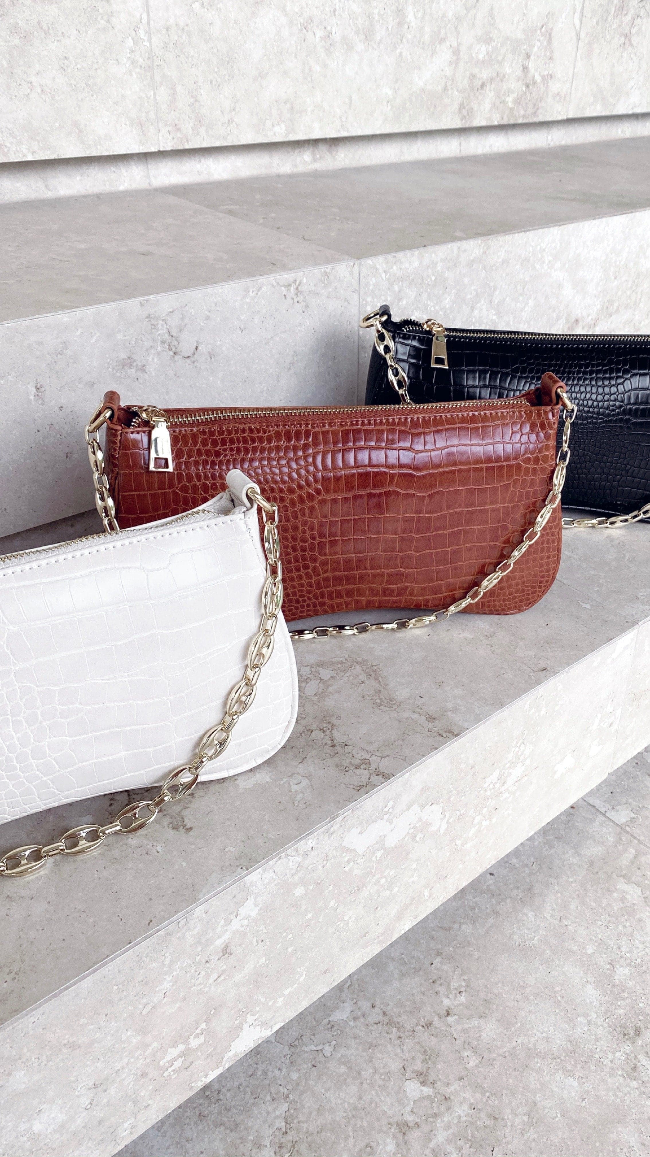 Rose Shoulder Bag - Tan Croc-Sunshines Bliss