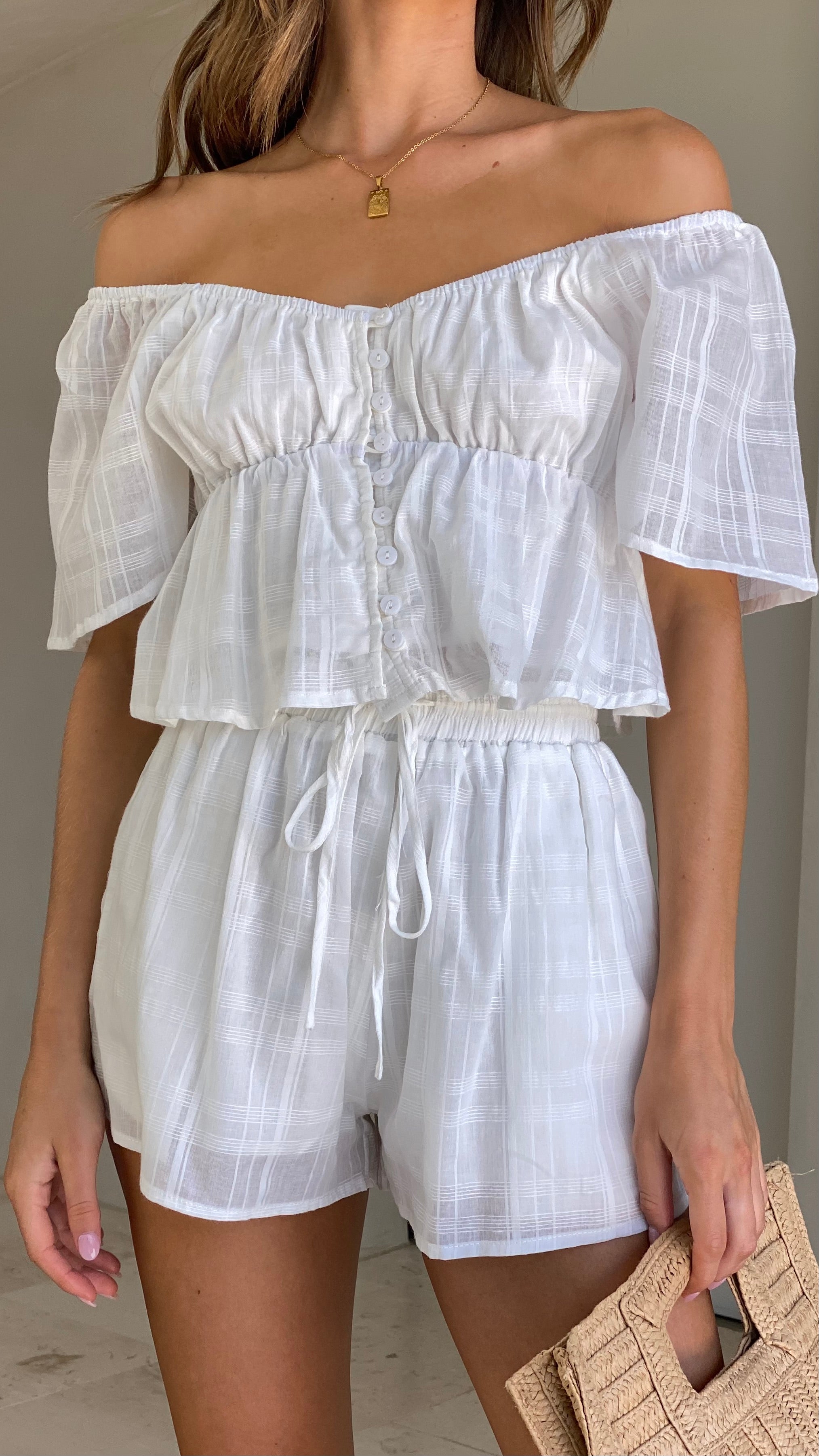 Amba Shorts - White-Sunshines Bliss