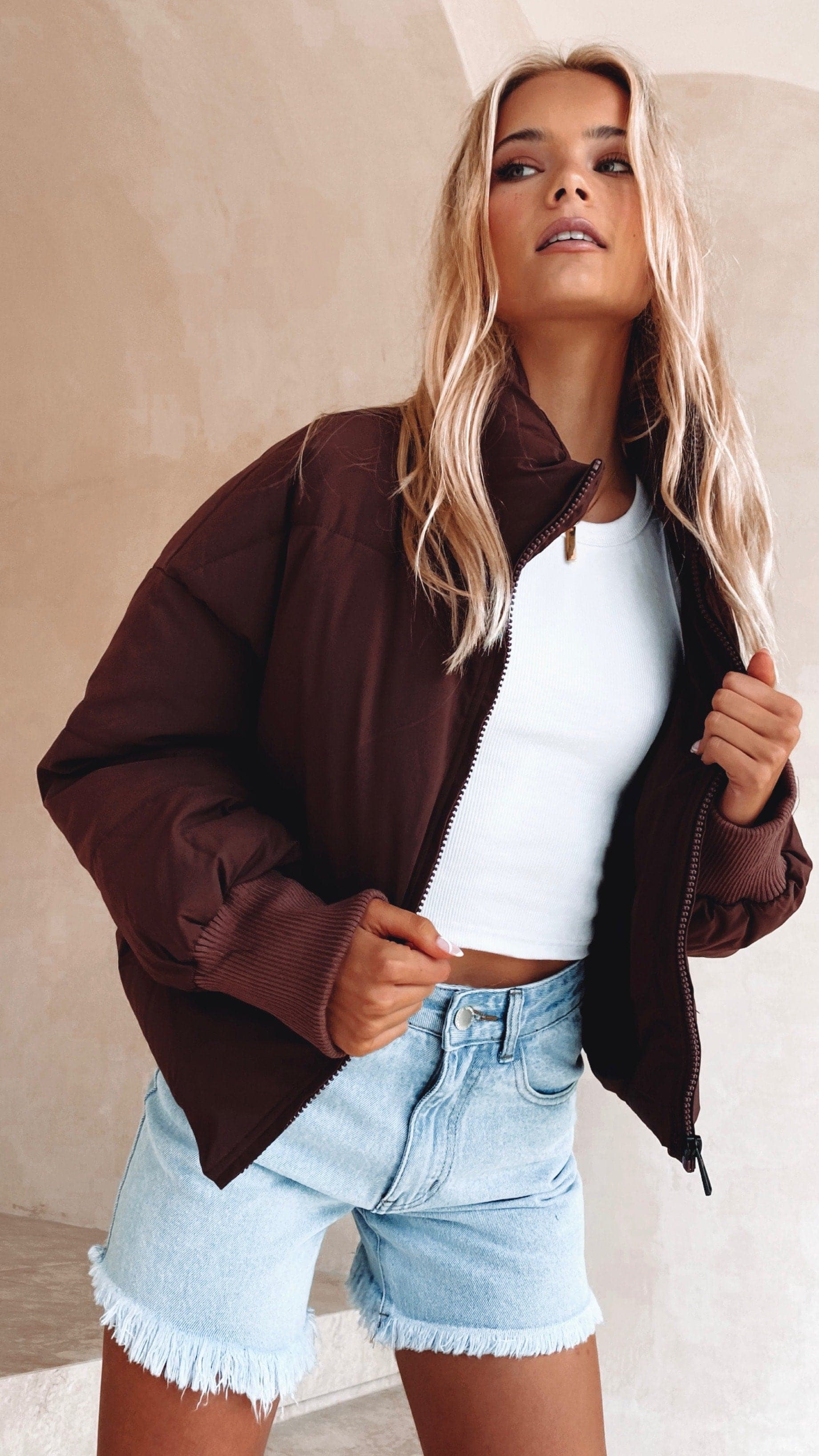 Carmen Puffer Jacket - Chocolate-Sunshines Bliss