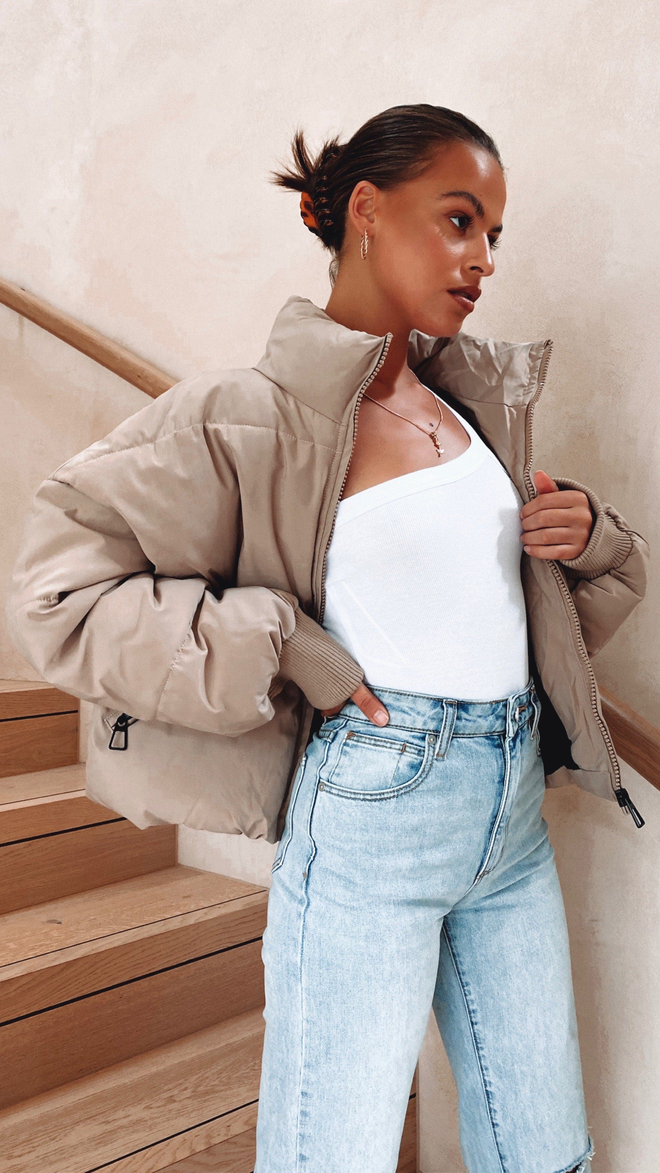 Carmen Puffer Jacket - Taupe-Sunshines Bliss