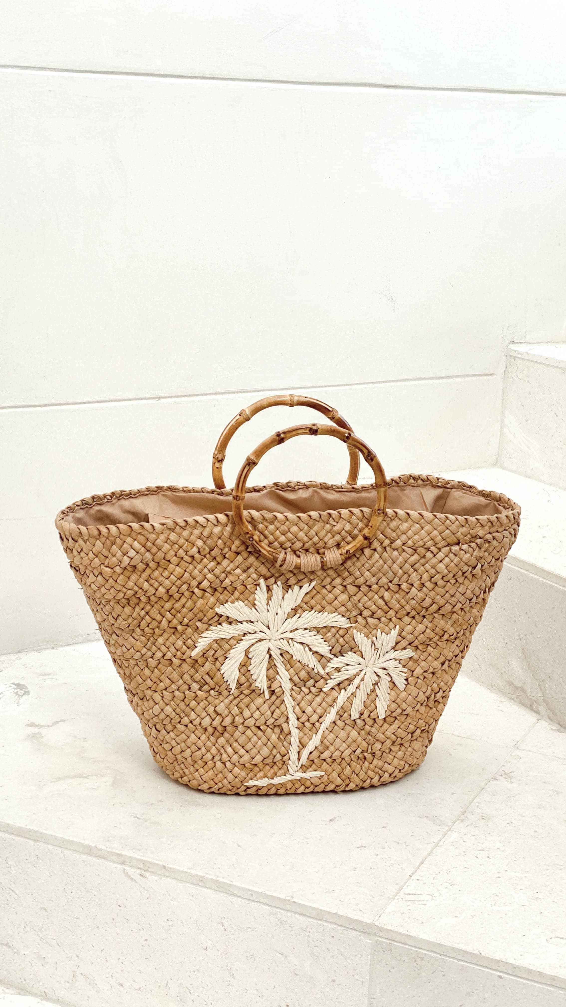 Paradise Beach Palm Tote - Natural-Sunshines Bliss