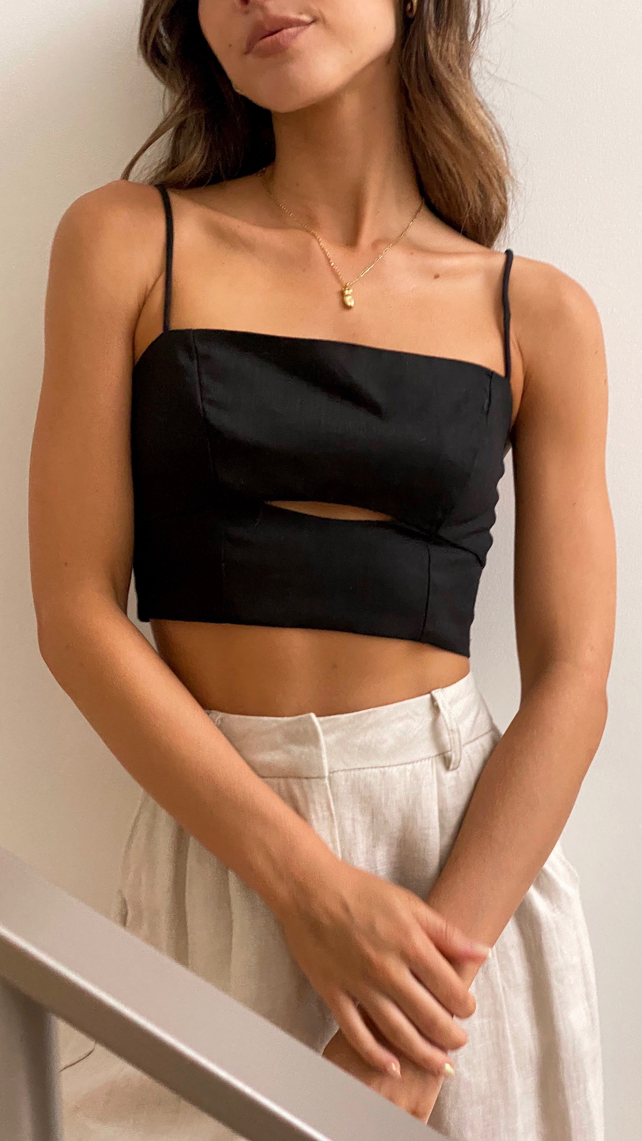 Serrima Crop Top - Black-Sunshines Bliss
