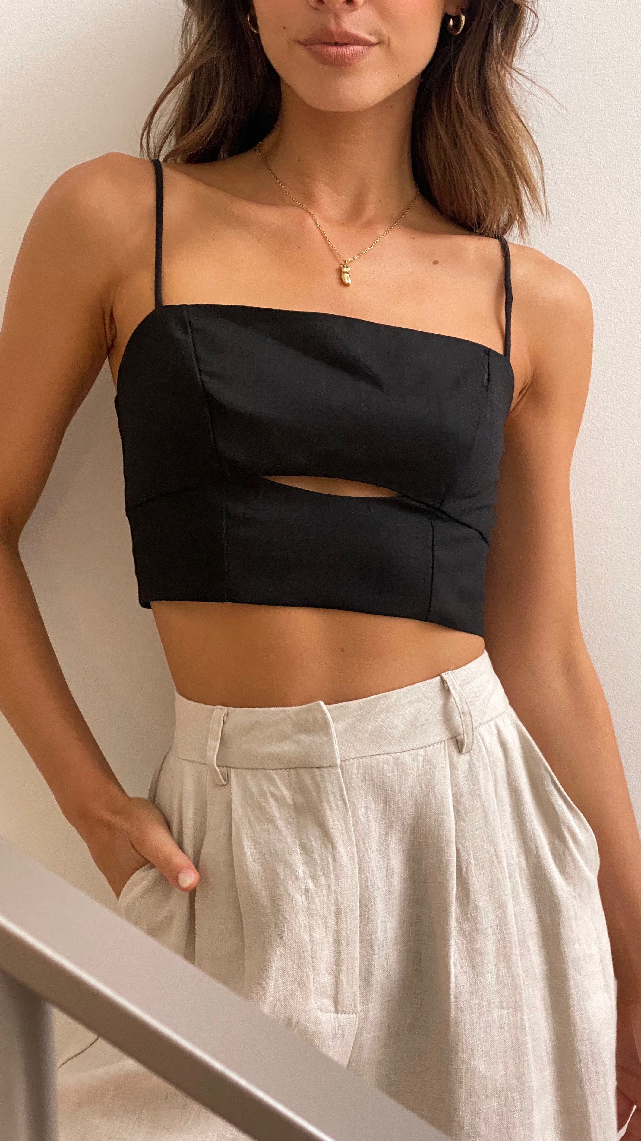 Serrima Crop Top - Black-Sunshines Bliss