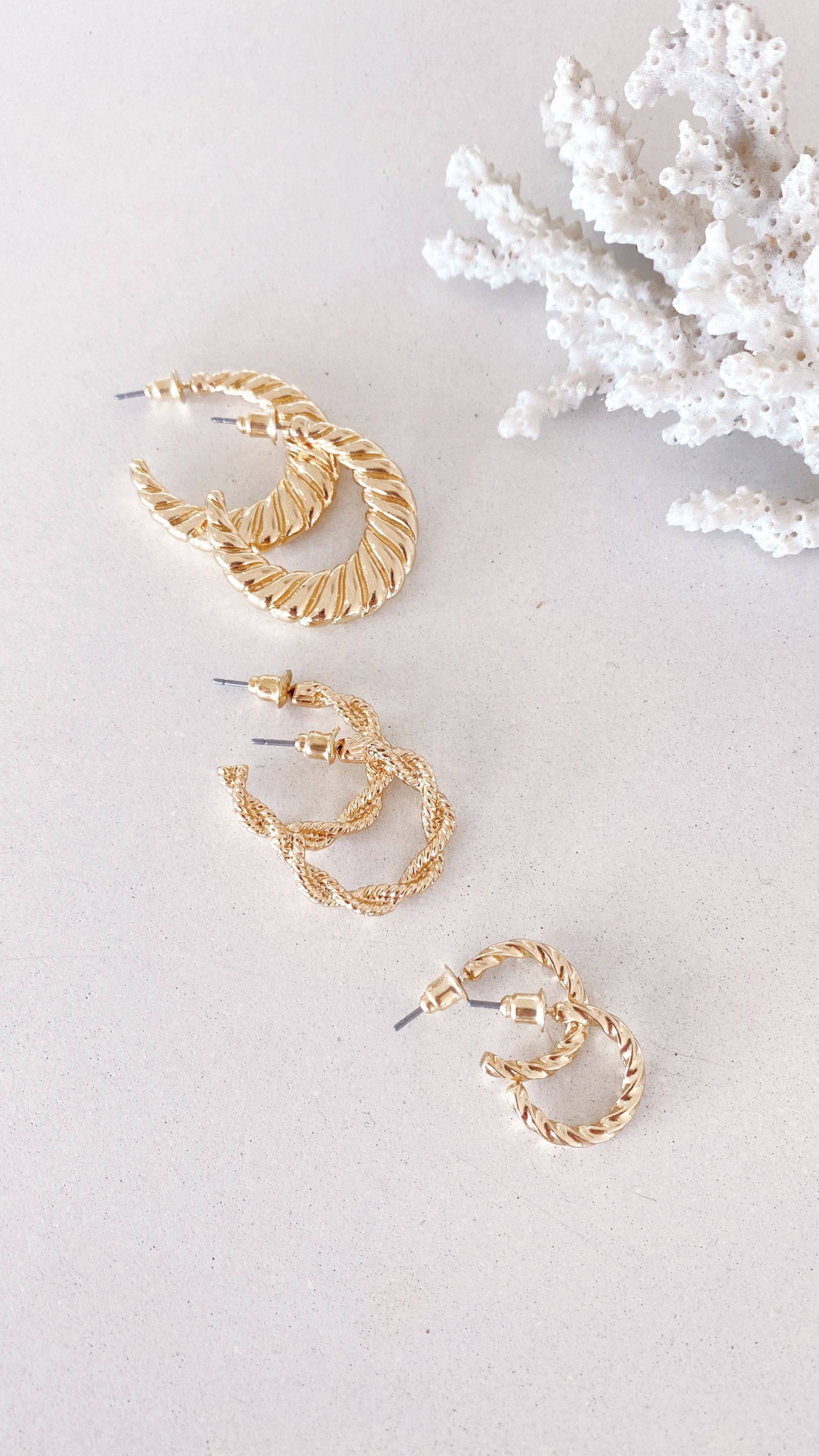 Reta Triple Pack Earrings - Gold-Sunshines Bliss