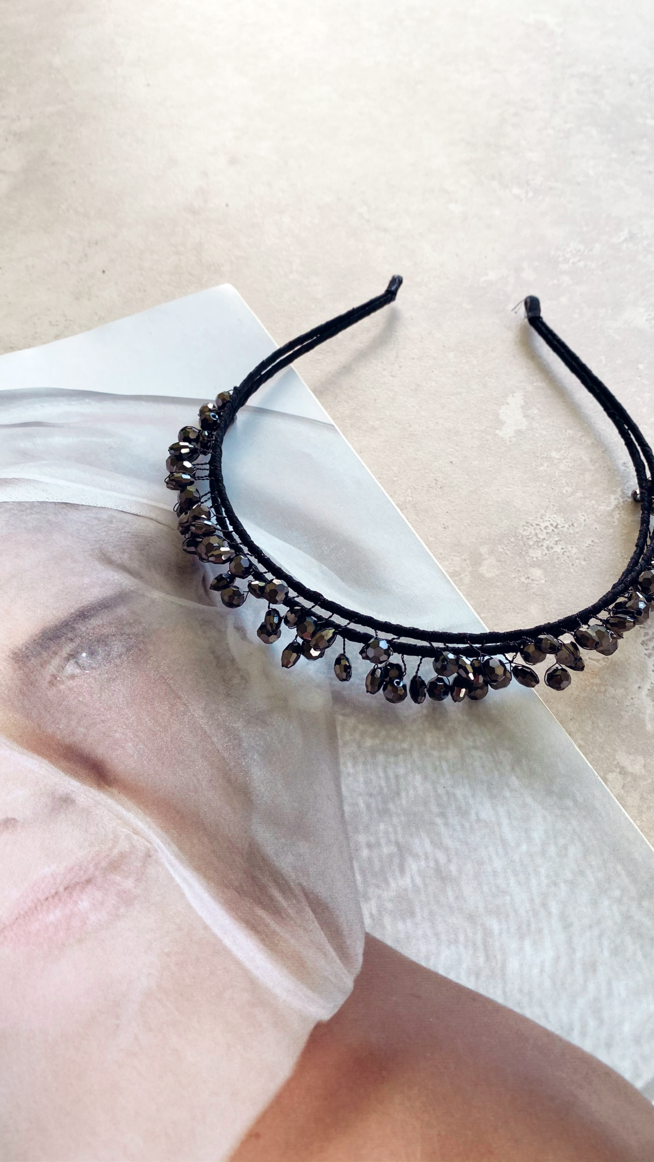 Crystal Headpiece - Black-Sunshines Bliss