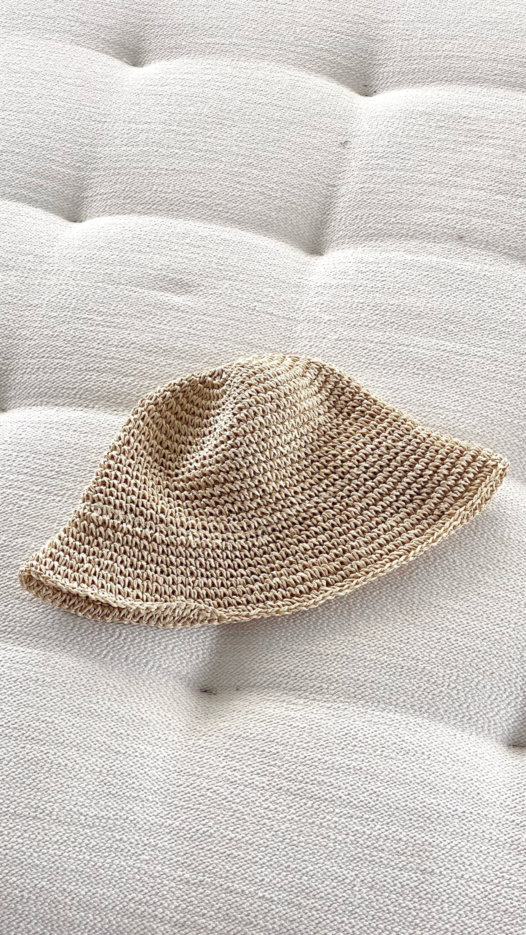 Peyton Straw Bucket Hat - Cream-Sunshines Bliss