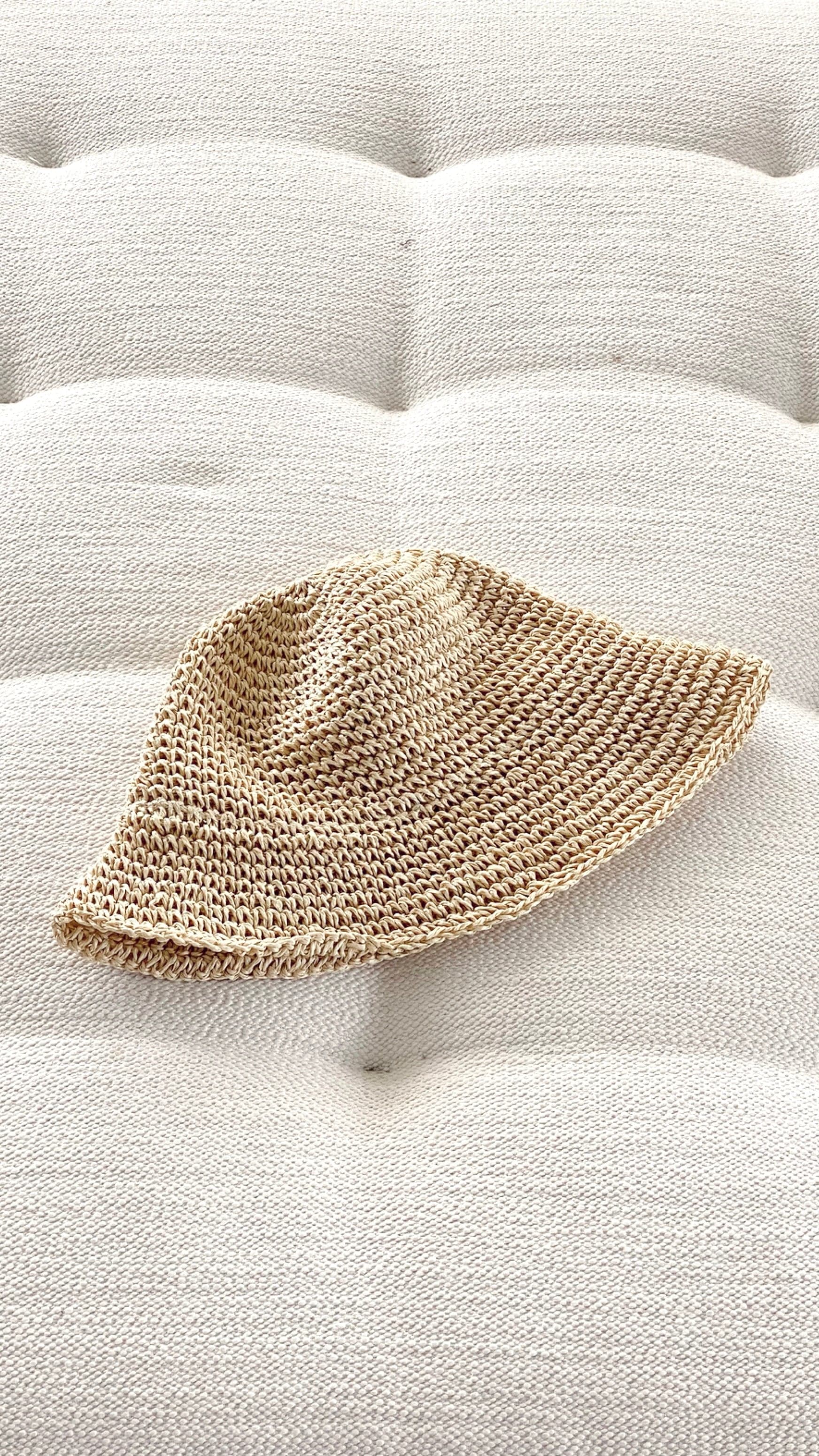 Peyton Straw Bucket Hat - Cream-Sunshines Bliss