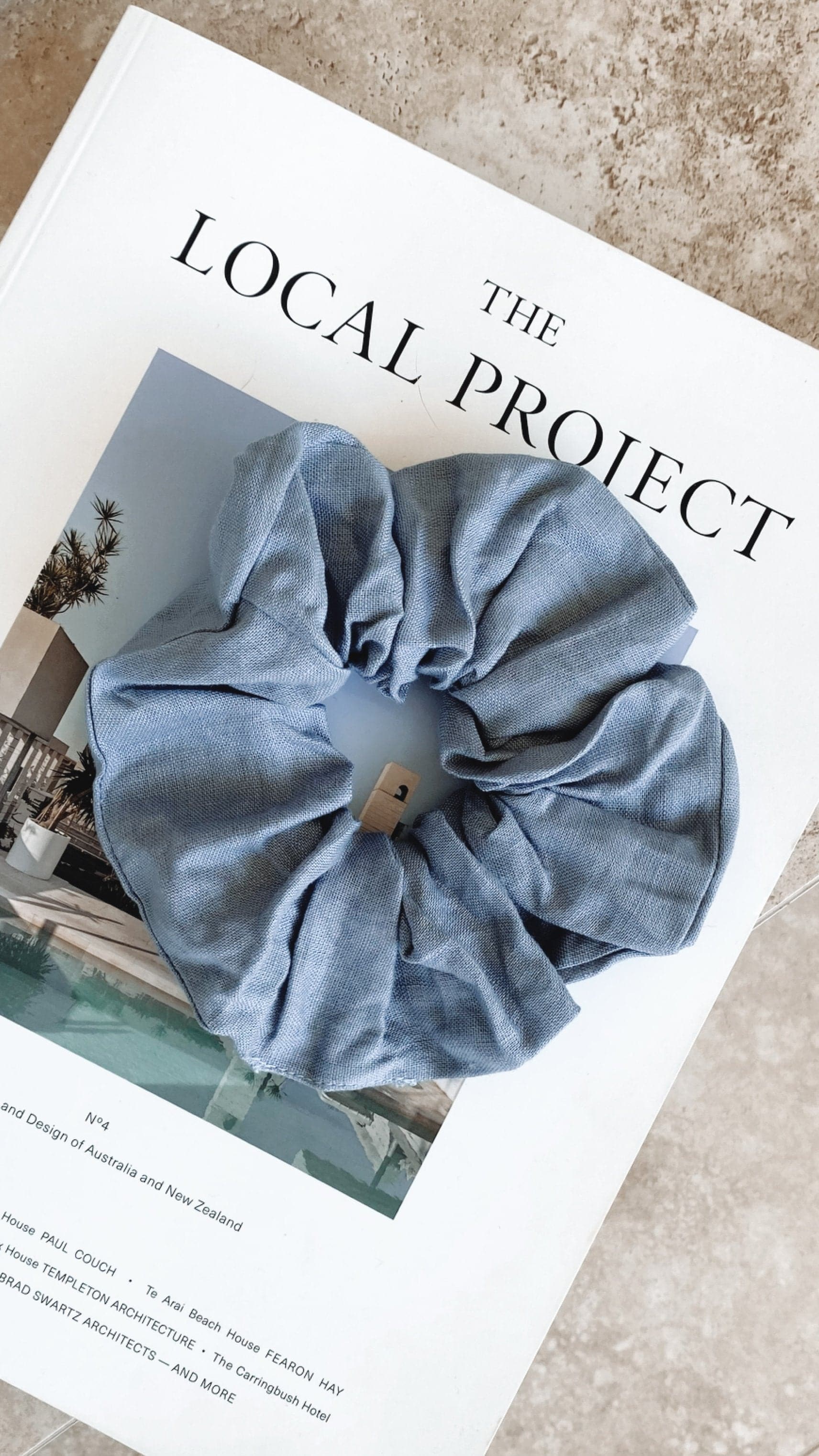 Supersize Linen Scrunchie - Blue-Sunshines Bliss