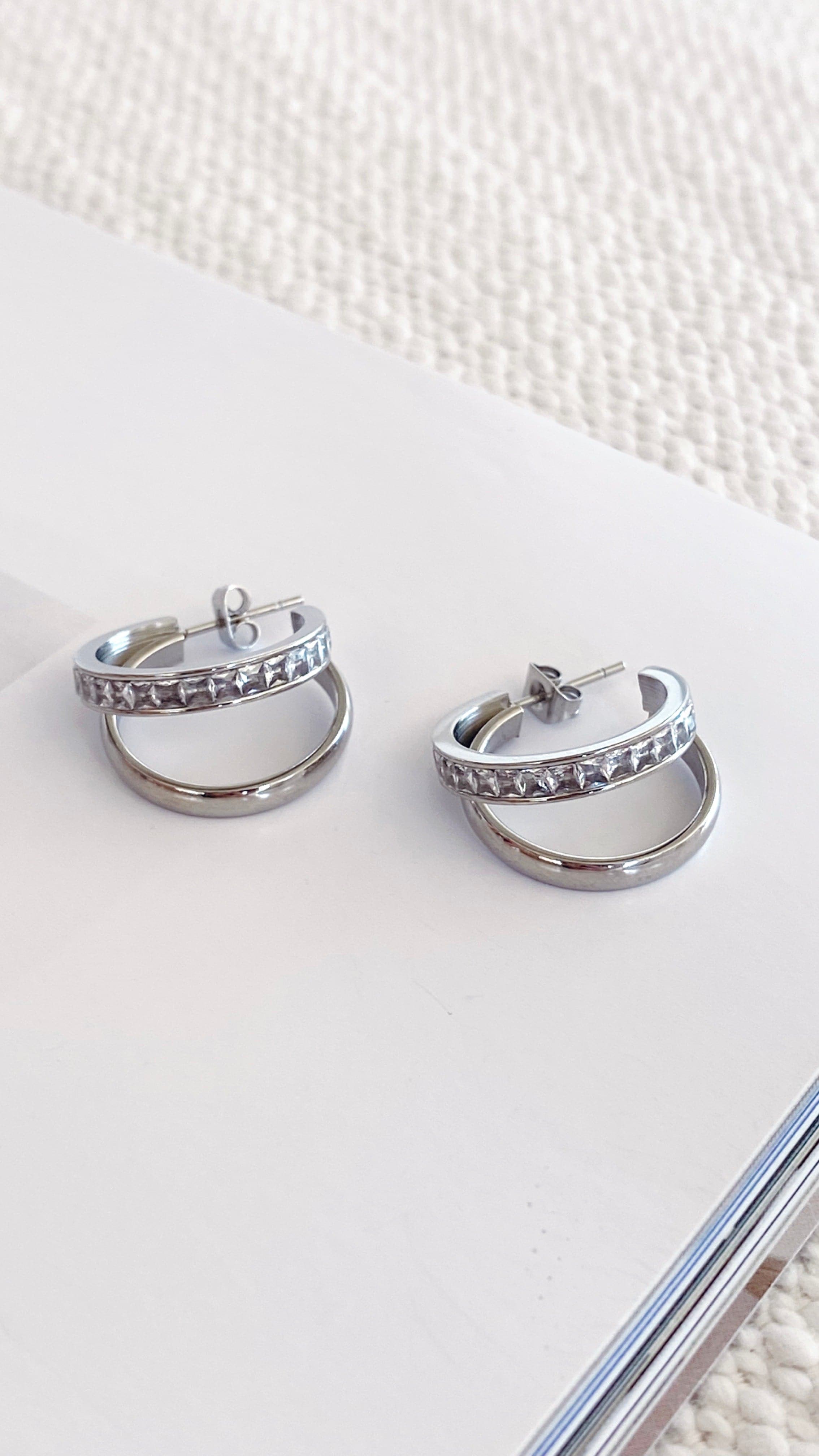 Irregular Hoop Earrings - Silver-Sunshines Bliss