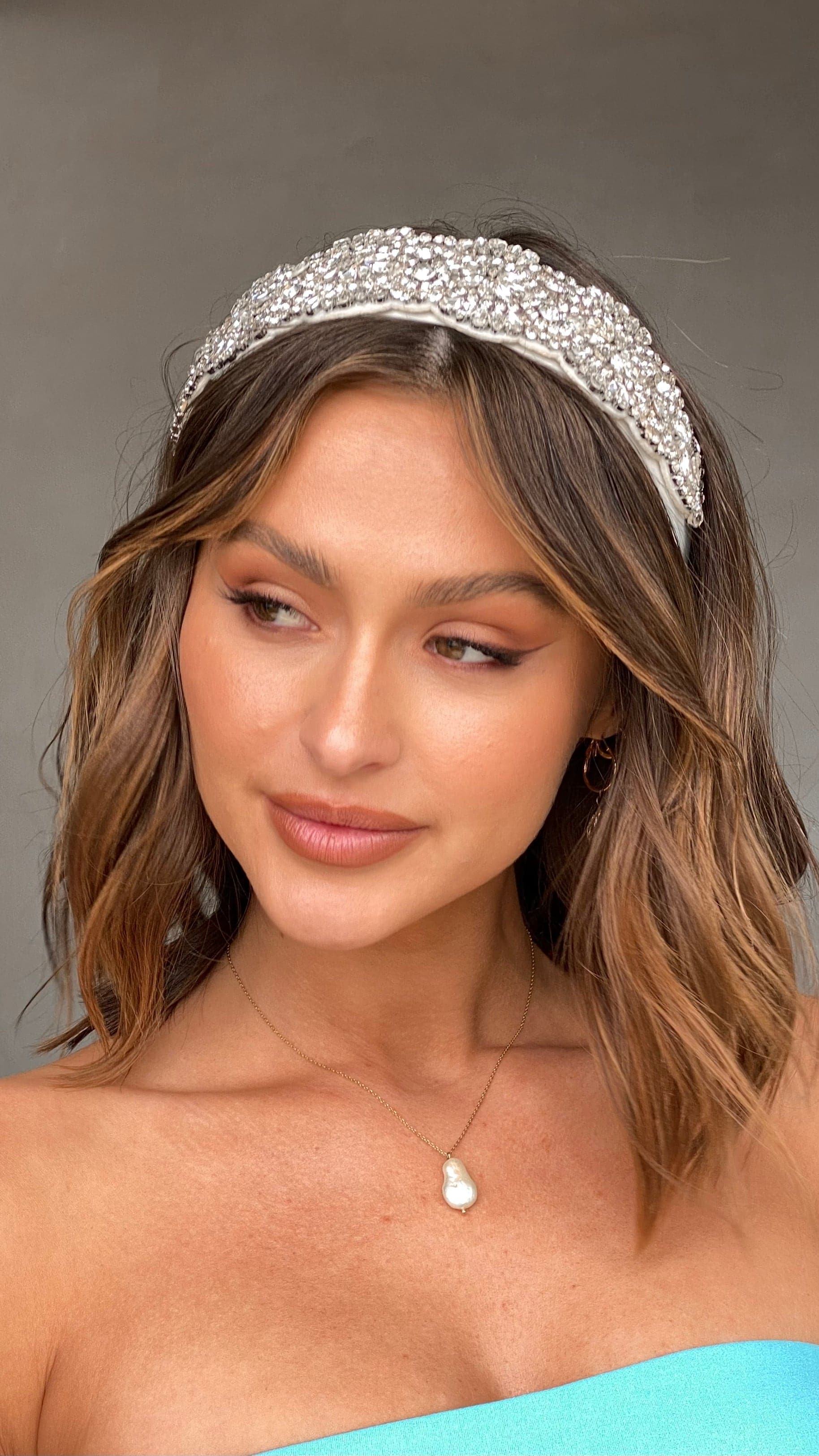 Rhianna Jewelled Headband - Cream/Crystal-Sunshines Bliss