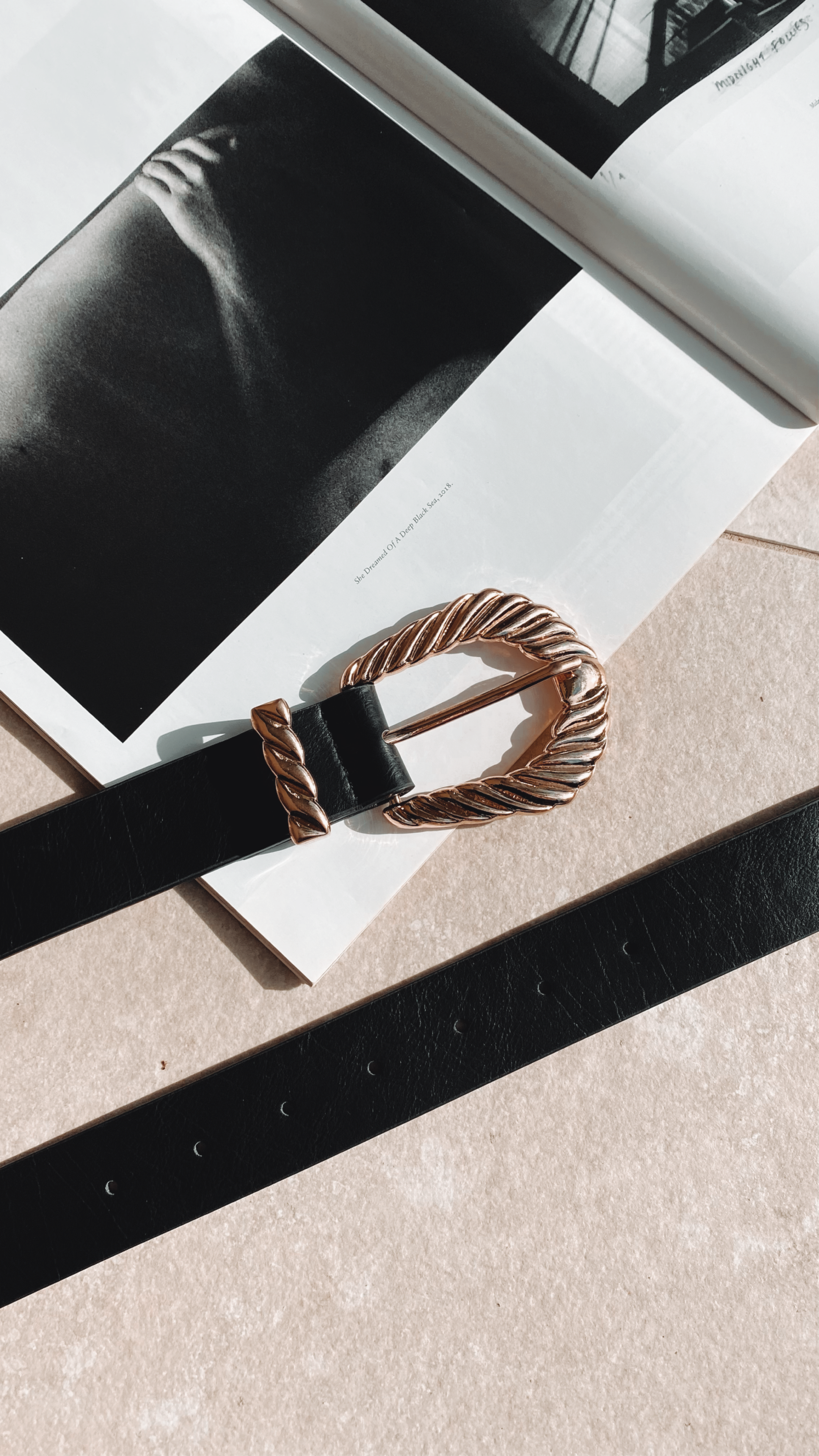 Amelie Twist Buckle Belt - Black/Gold-Sunshines Bliss