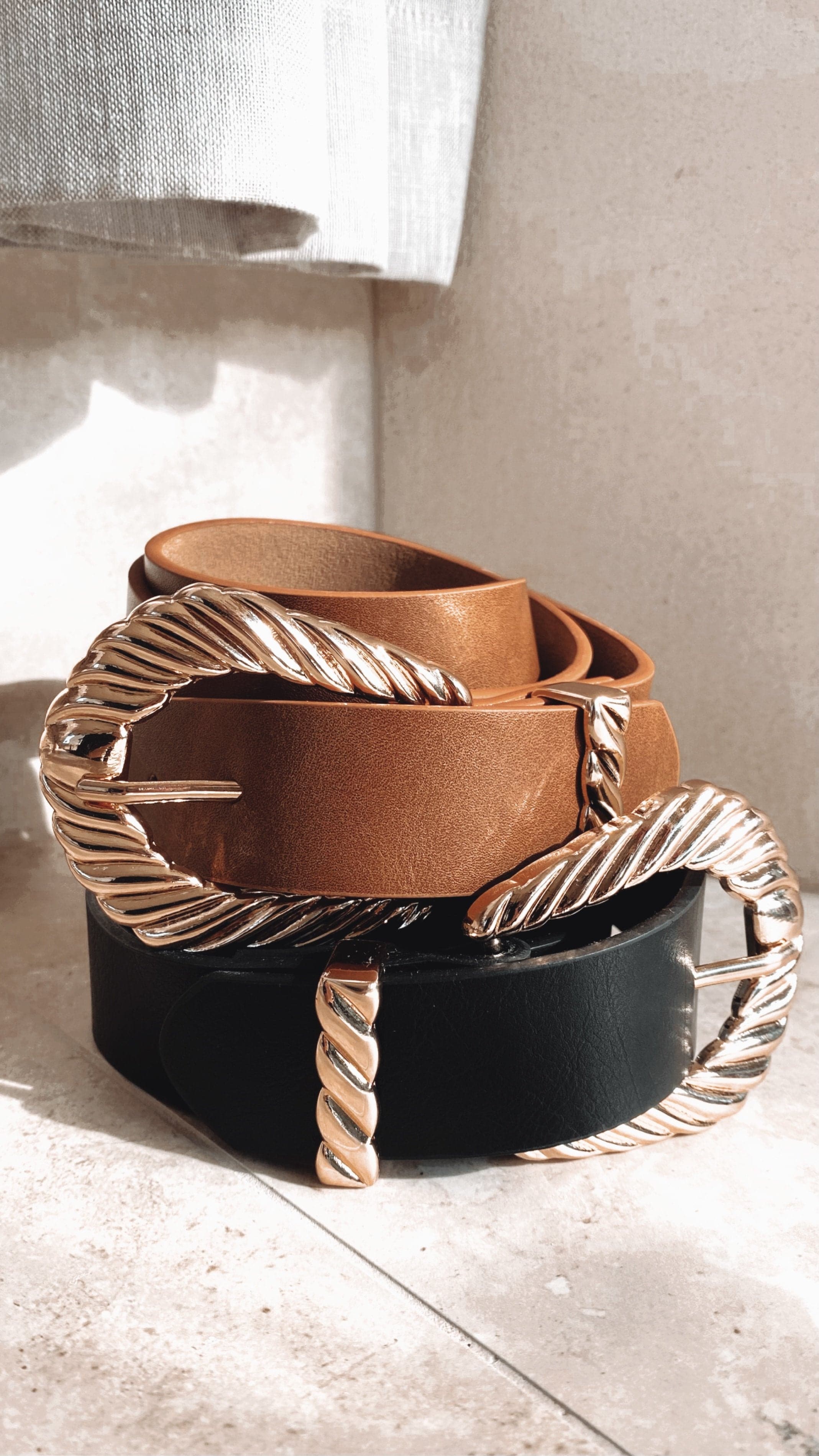 Amelie Twist Buckle Belt - Black/Gold-Sunshines Bliss