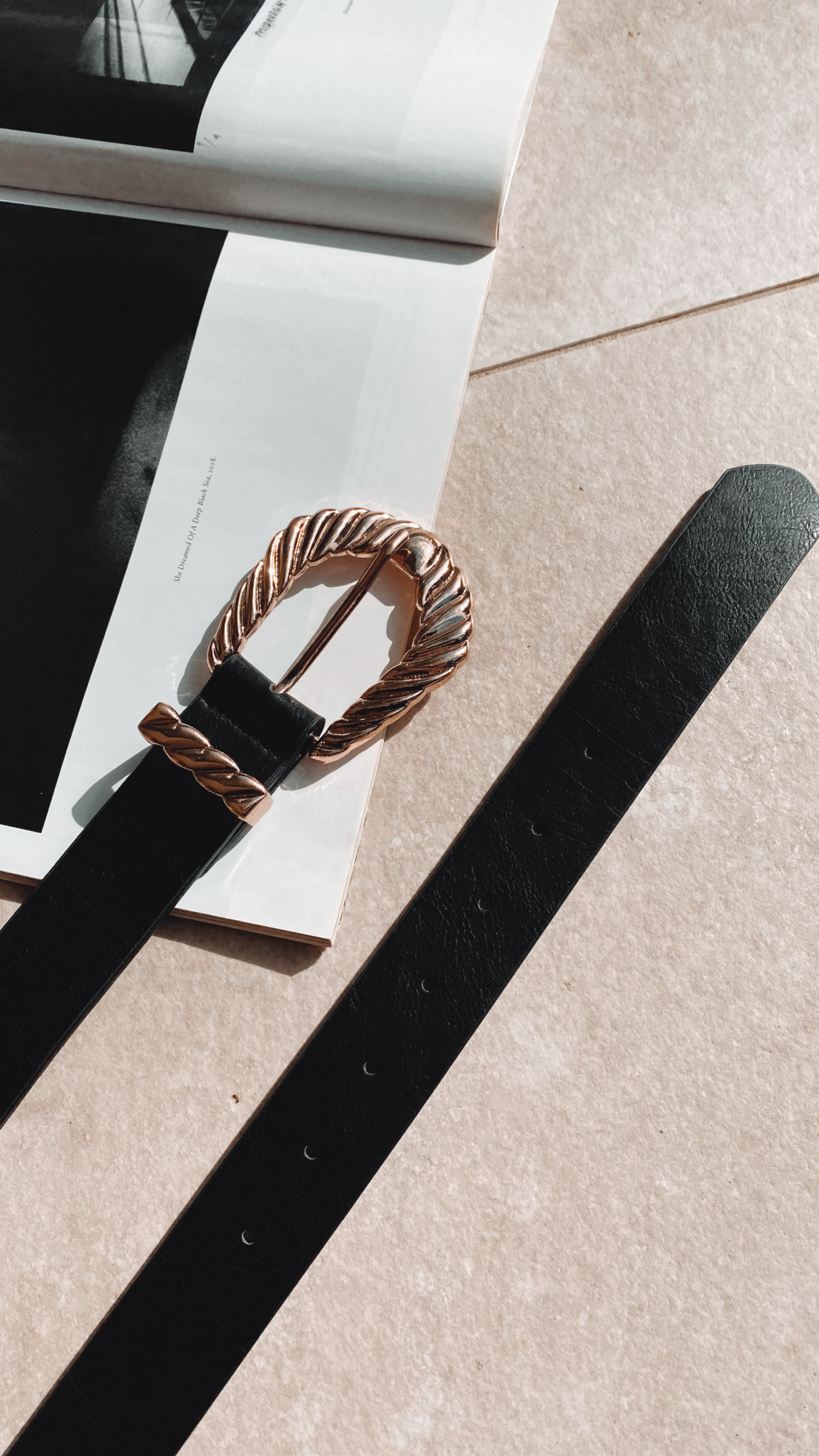 Amelie Twist Buckle Belt - Black/Gold-Sunshines Bliss